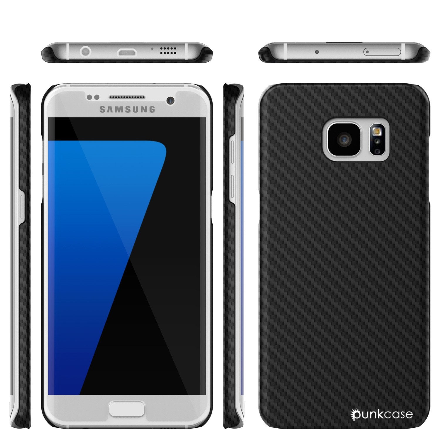 Galaxy S7 Edge Case, PunkCase CarbonShield, Jet Black
