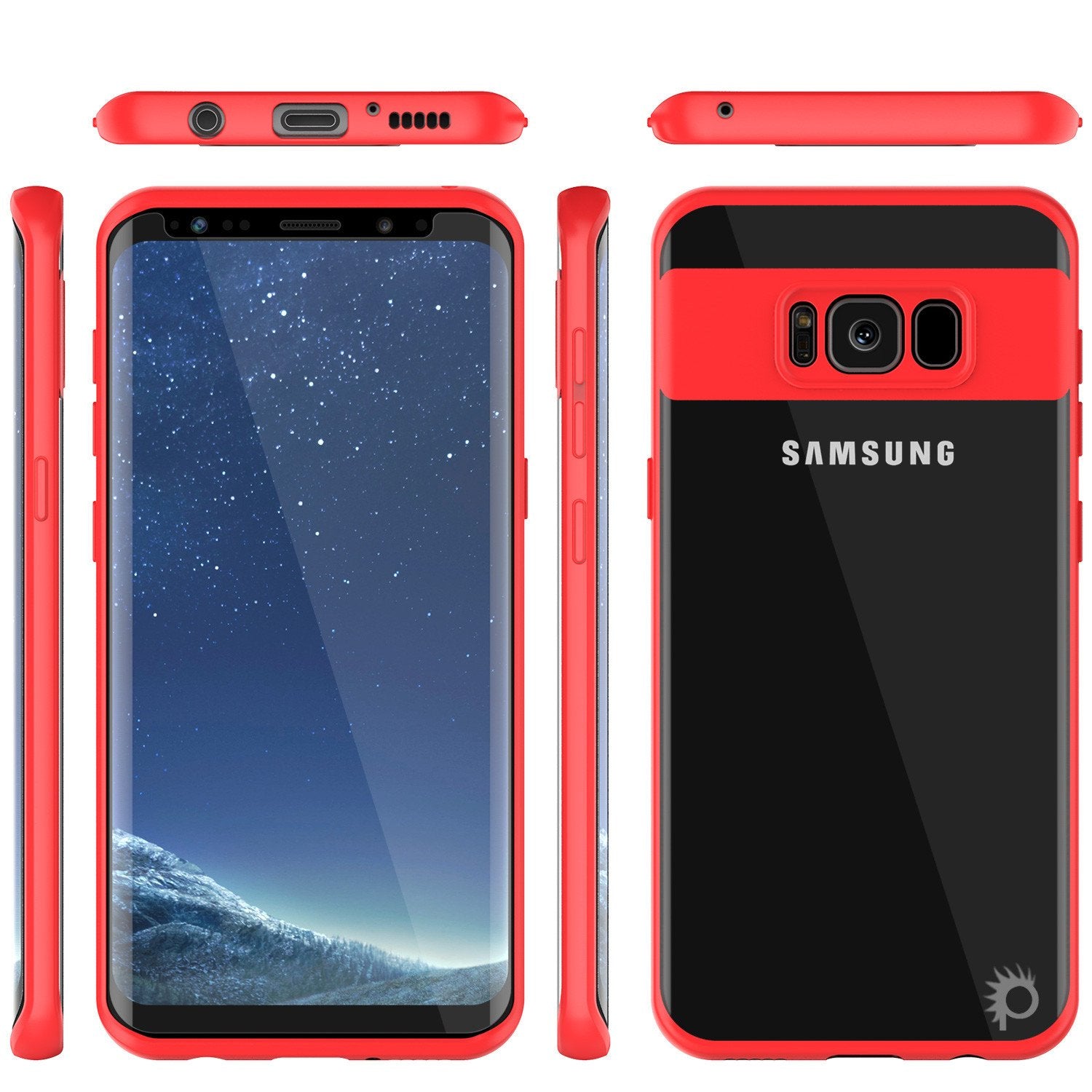 Galaxy S8 Plus Punkcase MASK Series Full Body Dual Layer Cover, RED