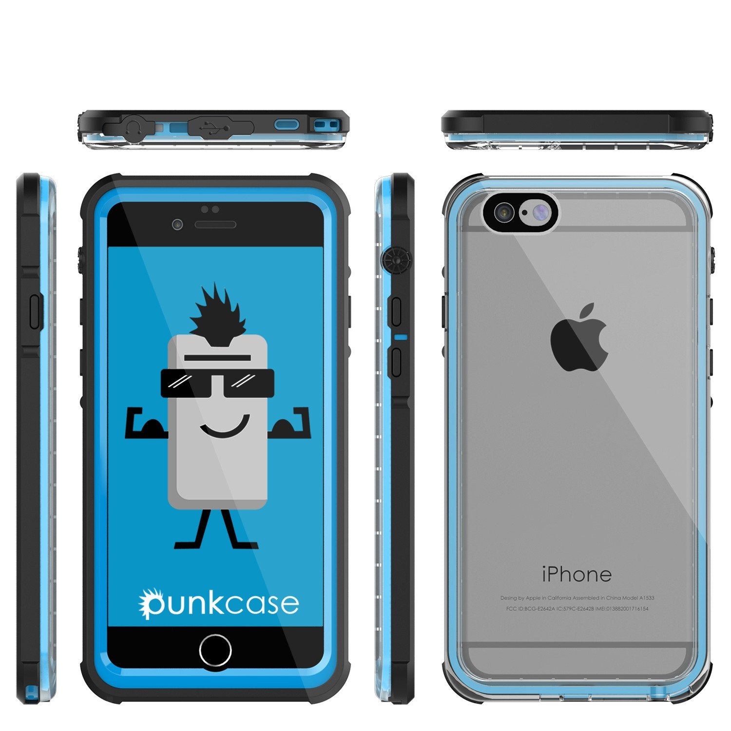 iPhone 6/6S Waterproof Case, PUNKcase CRYSTAL Light Blue  W/ Attached Screen Protector  | Warranty