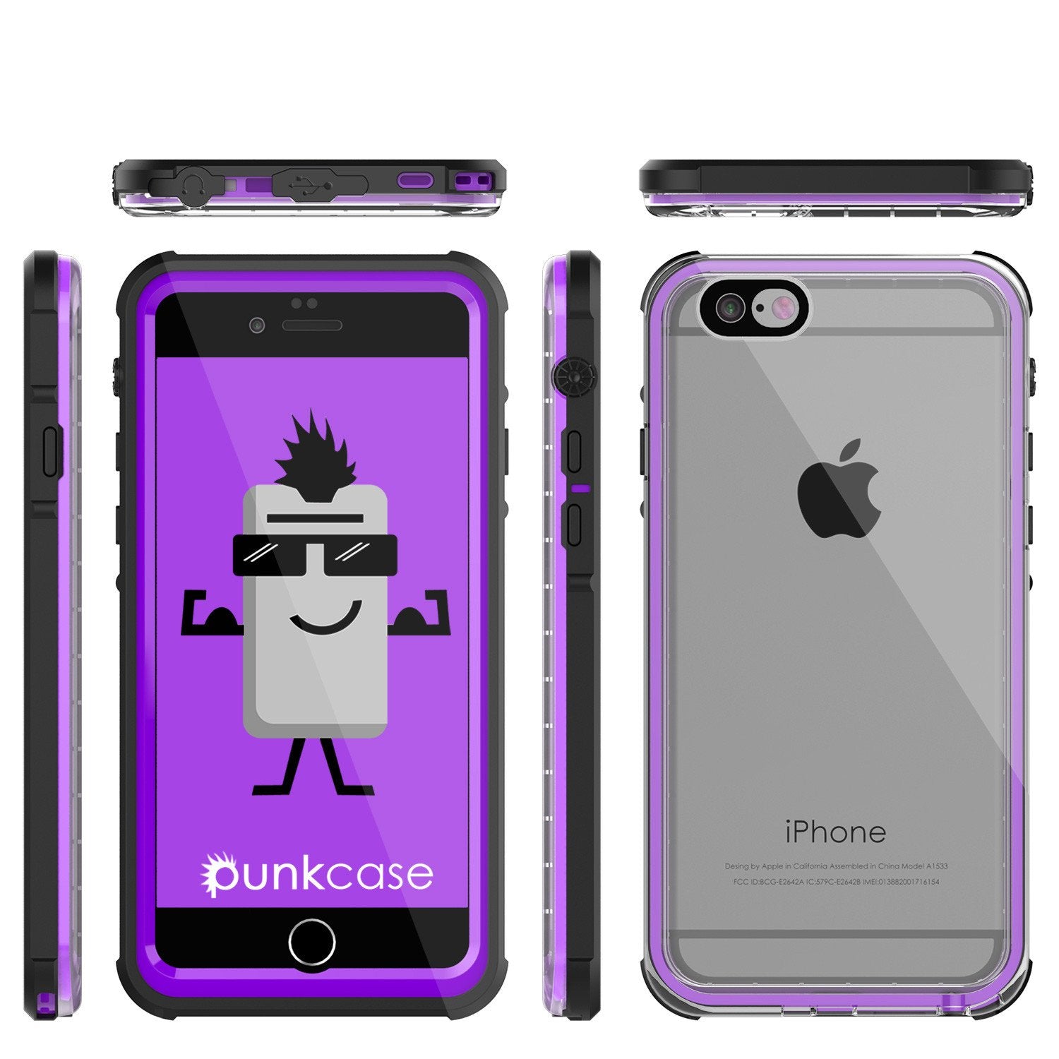 iPhone 6/6S Waterproof Case, PUNKcase CRYSTAL Purple W/ Attached Screen Protector  | Warranty