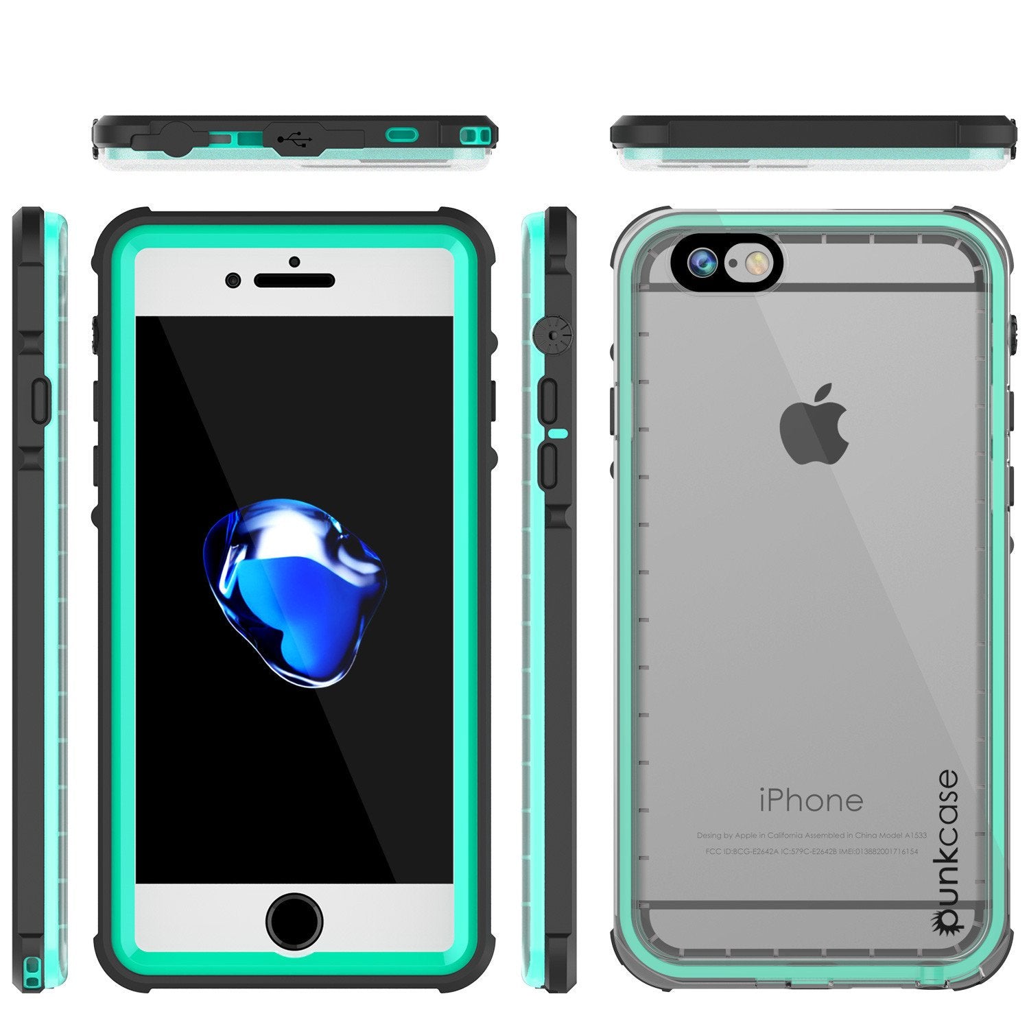 Apple iPhone 7 Waterproof Case, PUNKcase CRYSTAL Teal W/ Attached Screen Protector  | Warranty