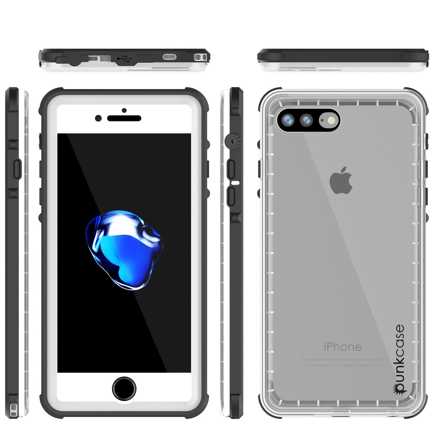 iPhone 8+ Plus Waterproof Case, PUNKcase CRYSTAL White W/ Attached Screen Protector  | Warranty