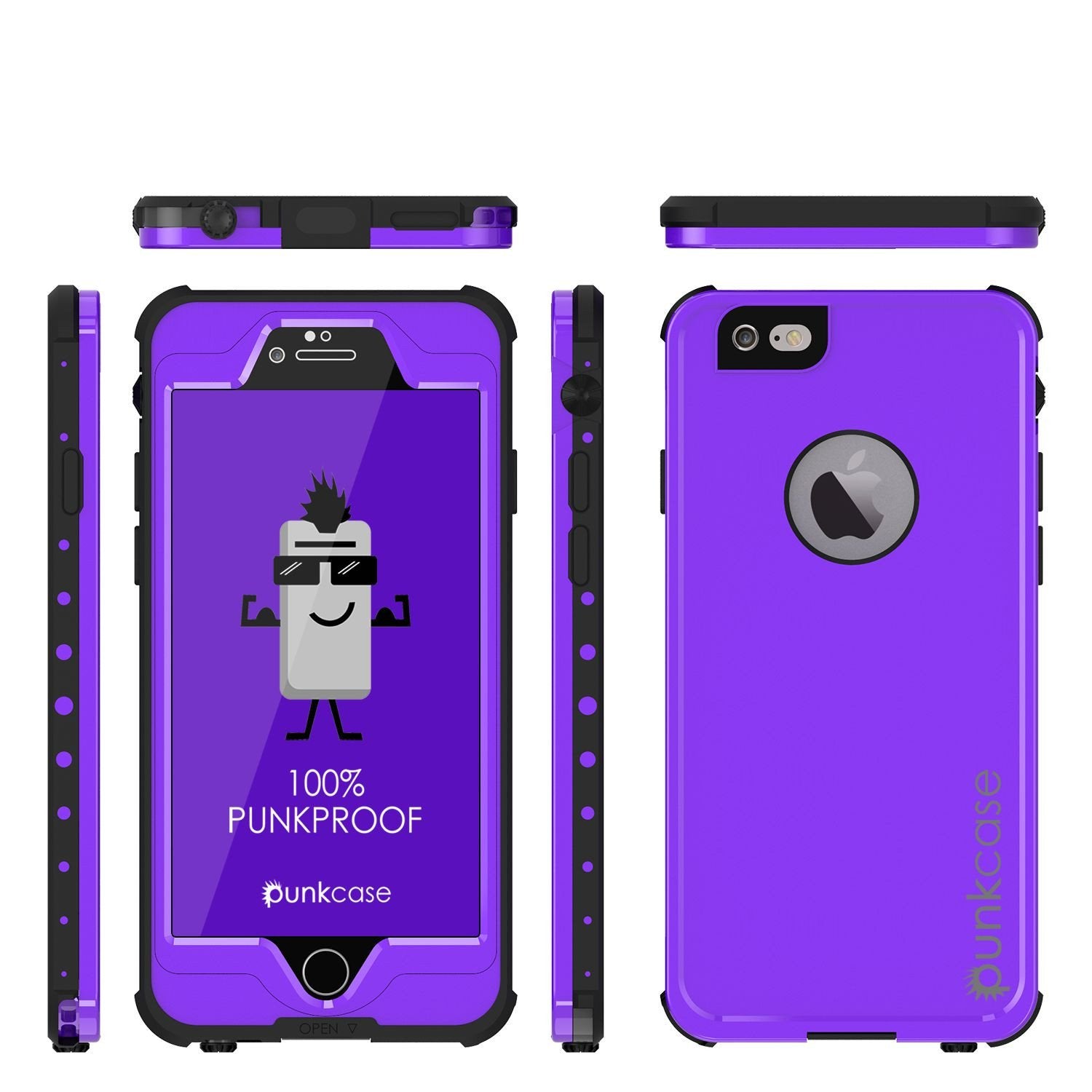 iPhone 6S+/6+ Plus Waterproof Case, PUNKcase StudStar Purple w/ Attached Screen Protector | Warranty