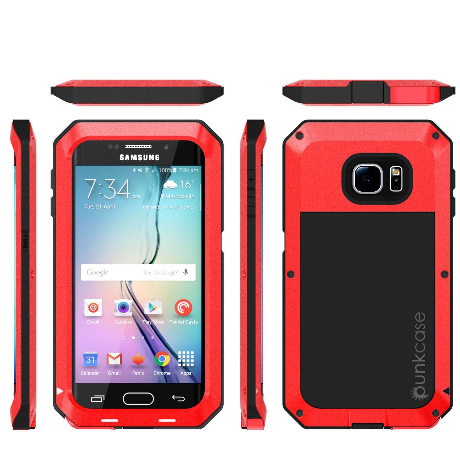 Galaxy S6 EDGE+ Plus  Case, PUNKcase Metallic Red Shockproof  Slim Metal Armor Case