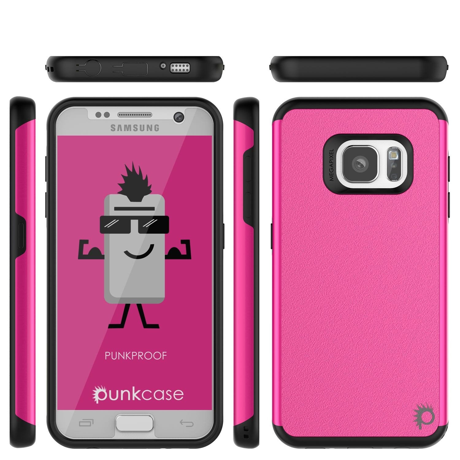 Galaxy s7 Case PunkCase Galactic Pink Series Slim Protective Armor Soft Cover Case w/ Tempered Glass