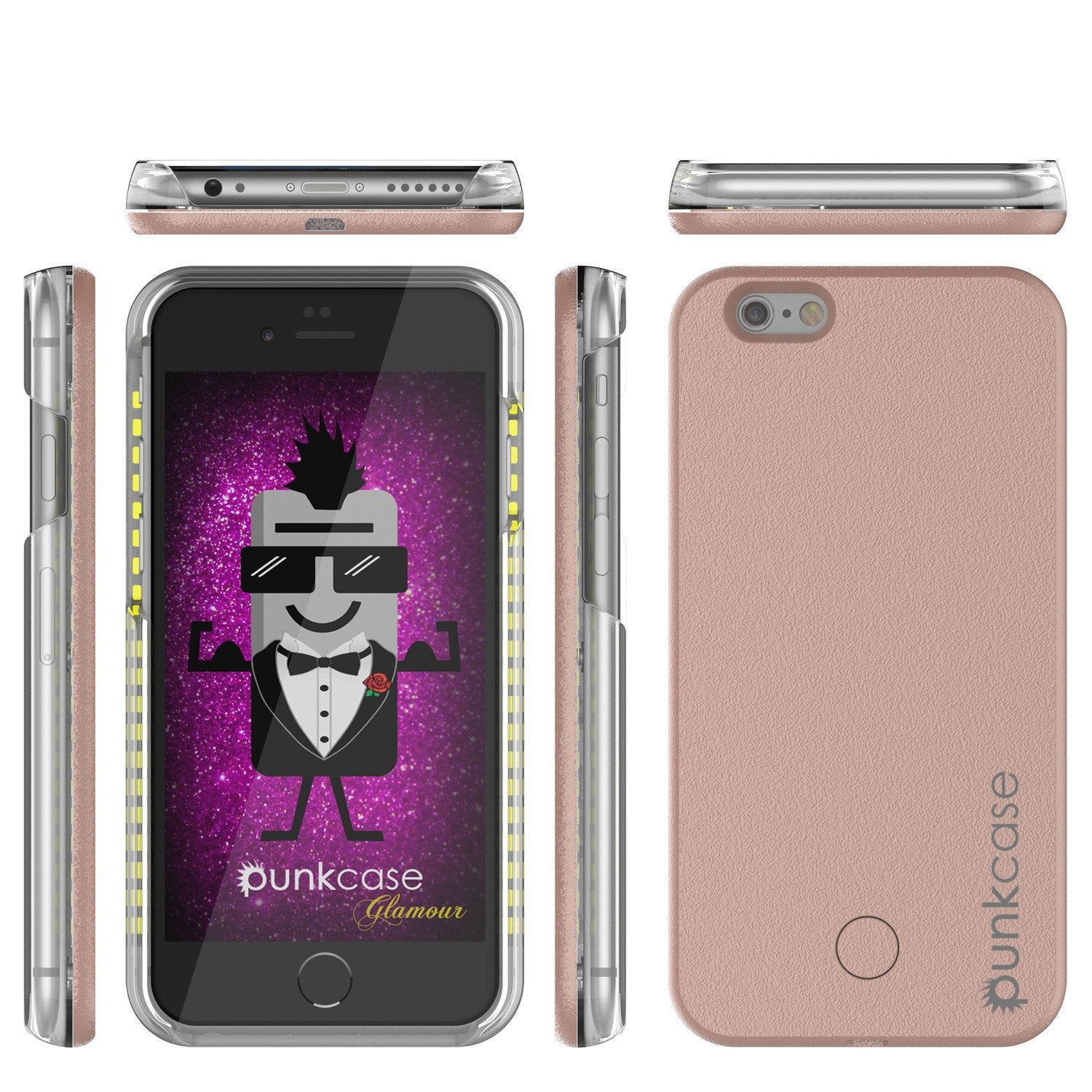 iPhone 6+/6S+ Plus Punkcase LED Light Case Light Illuminated Case, ROSE GOLD  W/  Battery Power Bank