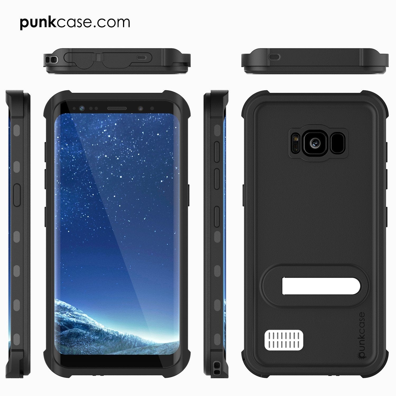 Galaxy S8 Punkcase KickStud Series W/Built-In Kickstand Case, BLACK