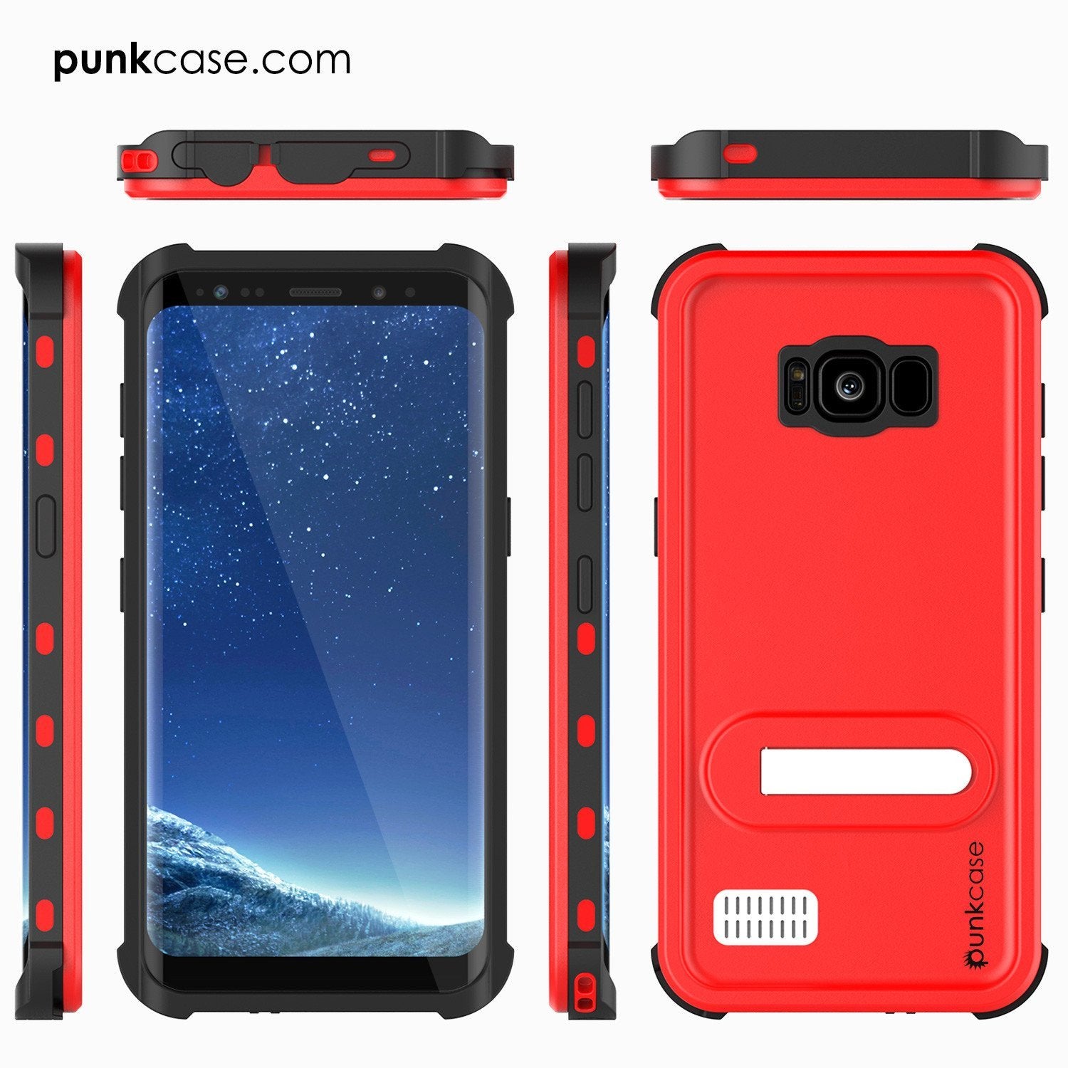 Galaxy S8 Punkcase KickStud Series W/Built-In Kickstand Case [Red]