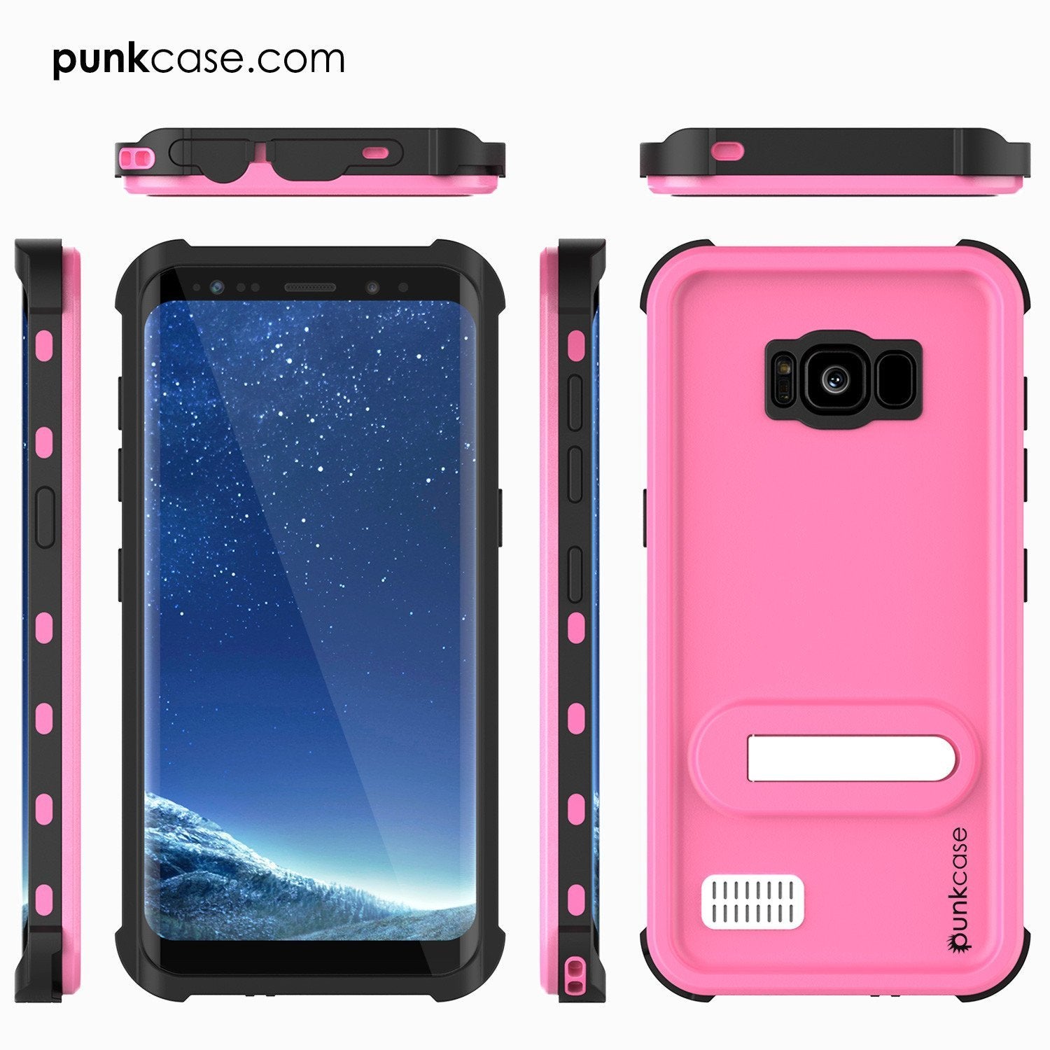 Galaxy S8 Punkcase KickStud Series W/Built-In Kickstand Case, [Pink]