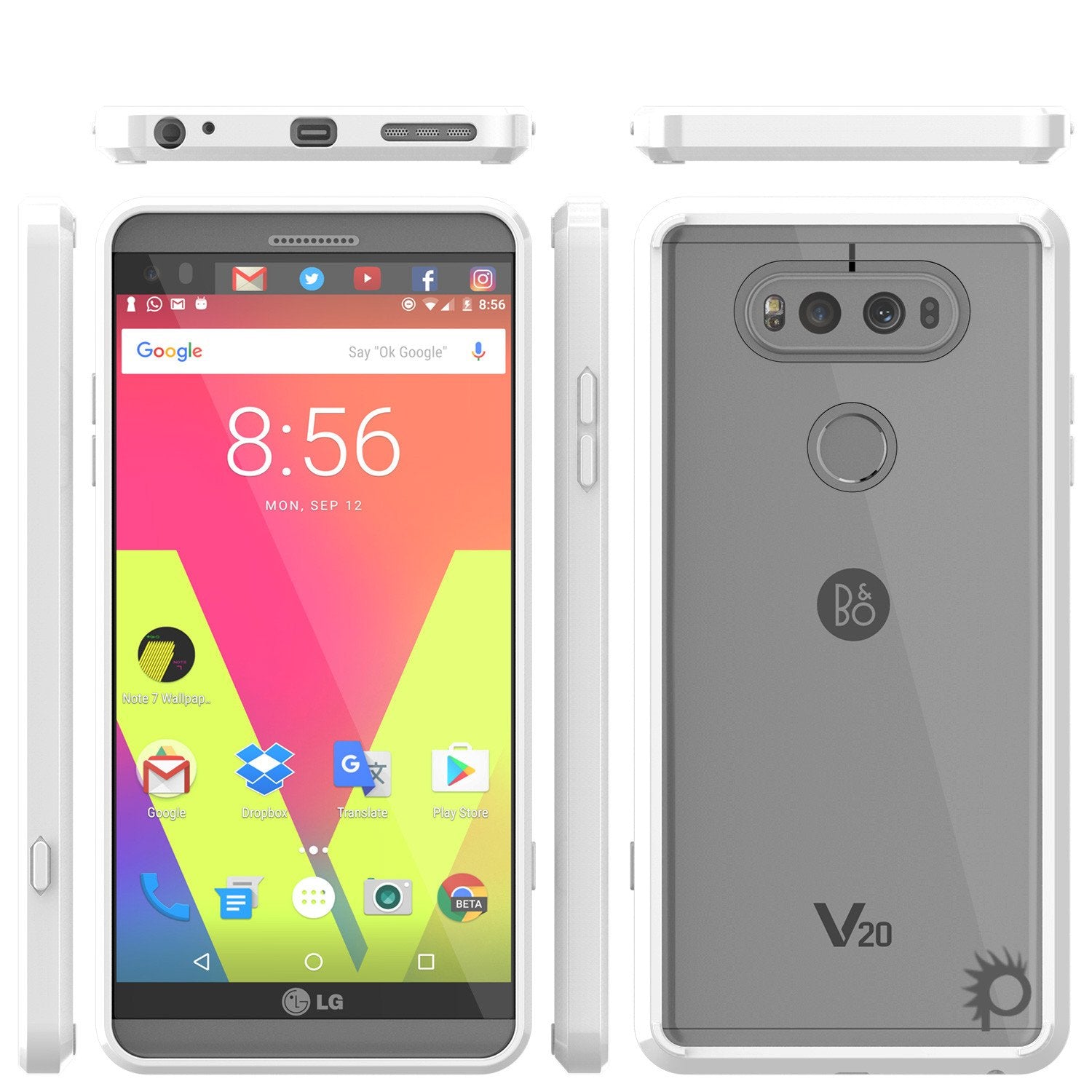 LG v20 Case Punkcase® LUCID 2.0 White Series w/ PUNK SHIELD Glass Screen Protector | Ultra Fit
