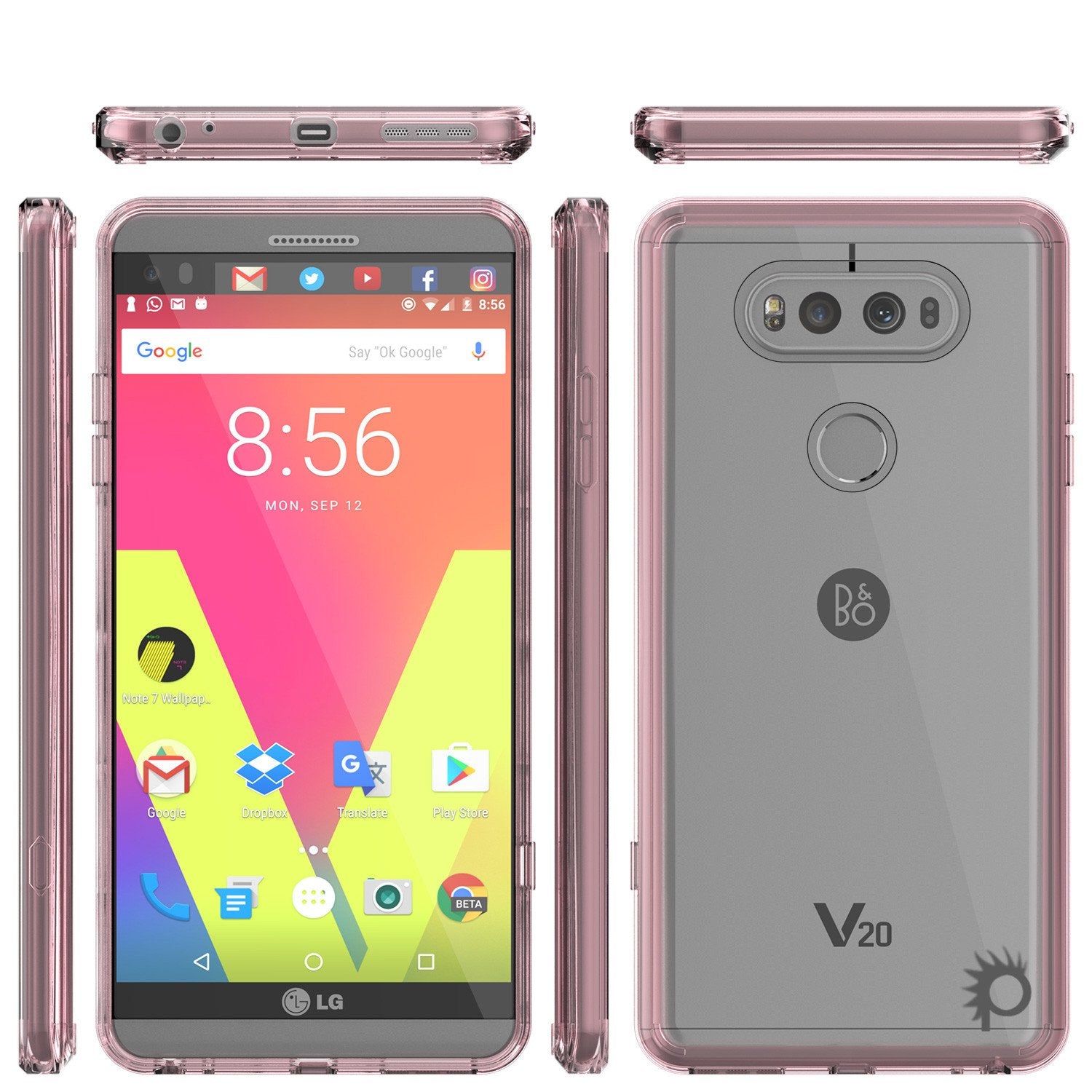 LG v20 Case Punkcase® LUCID 2.0 Crystal Pink Series w/ PUNK SHIELD Glass Screen Protector | Ultra Fit