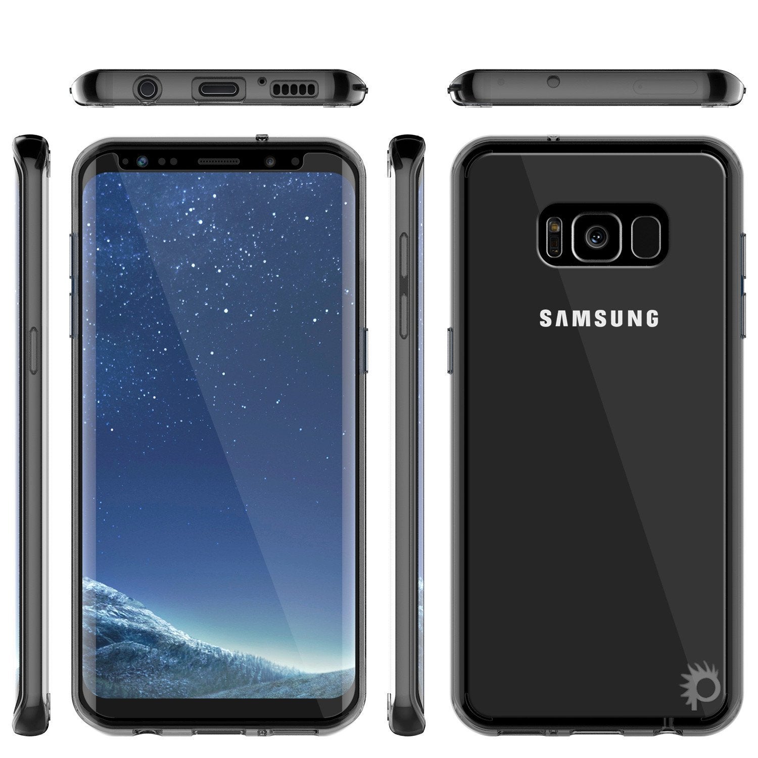 Galaxy S8 Plus Punkcase LUCID 2.0 Series Clear Back Case Crystal Black