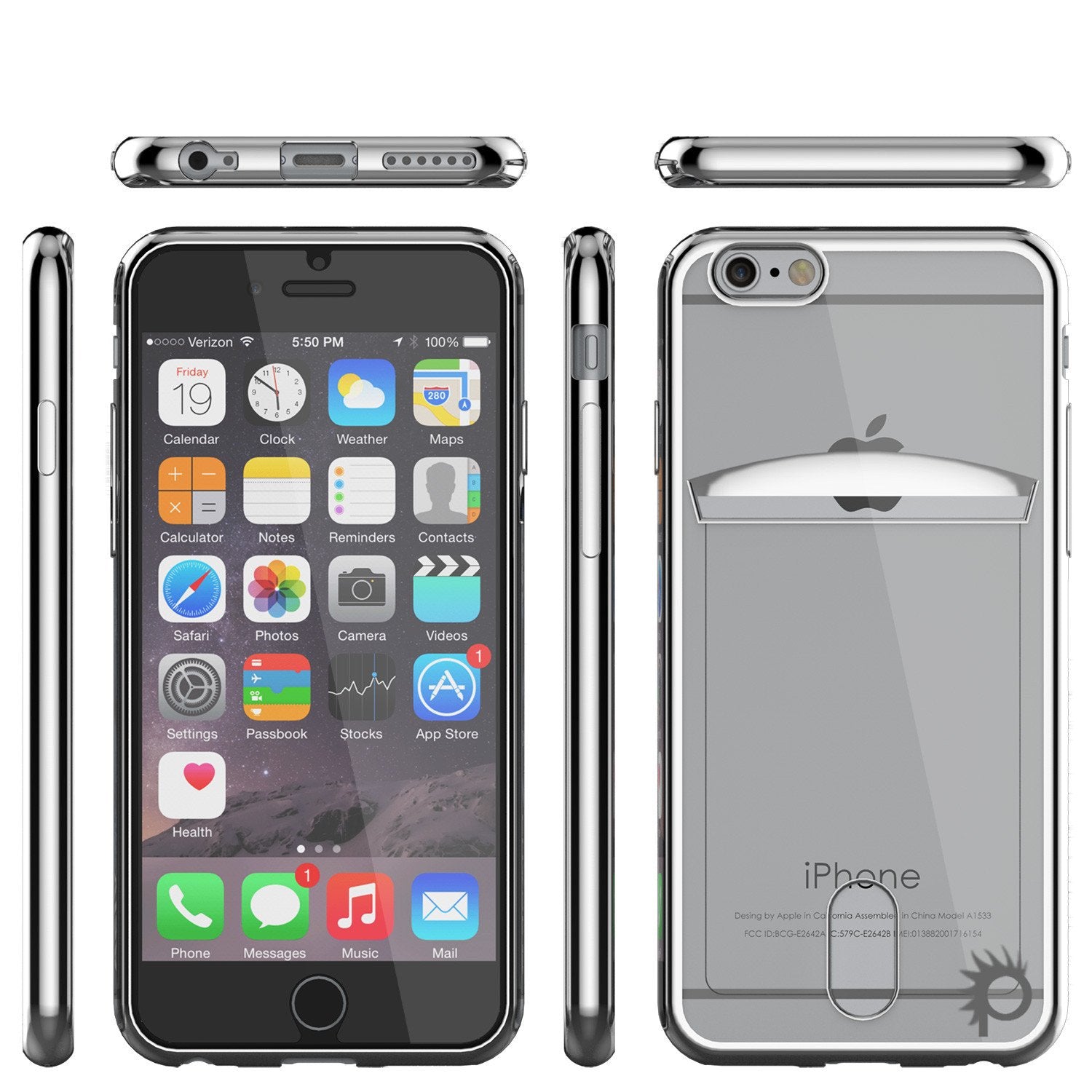 iPhone 6s+ Plus/6+ Plus Case, PUNKCASE® LUCID Silver Card Slot Series