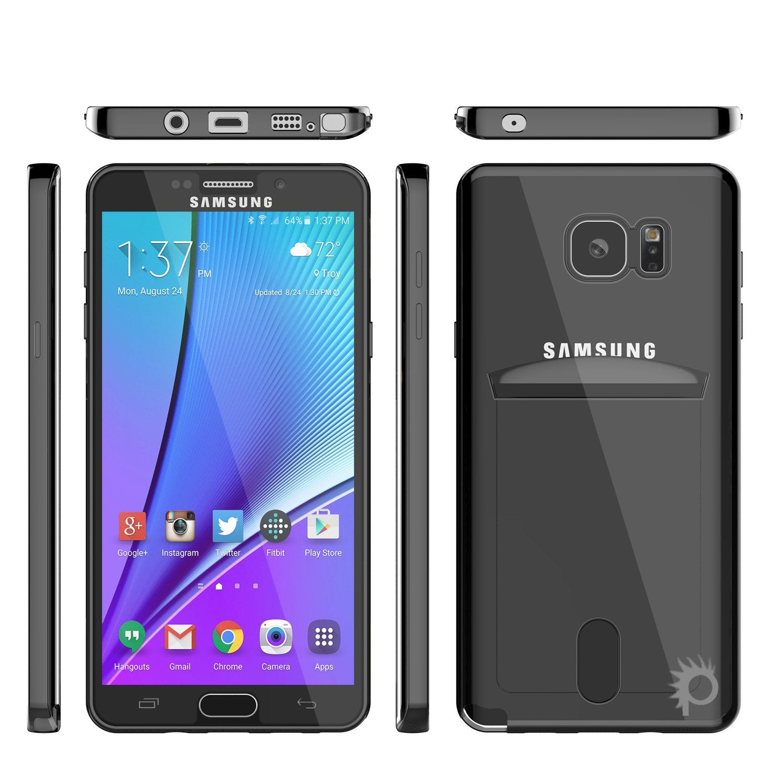 Galaxy Note 5 Case, Punkcase® Lucid Black Series Screen Protector
