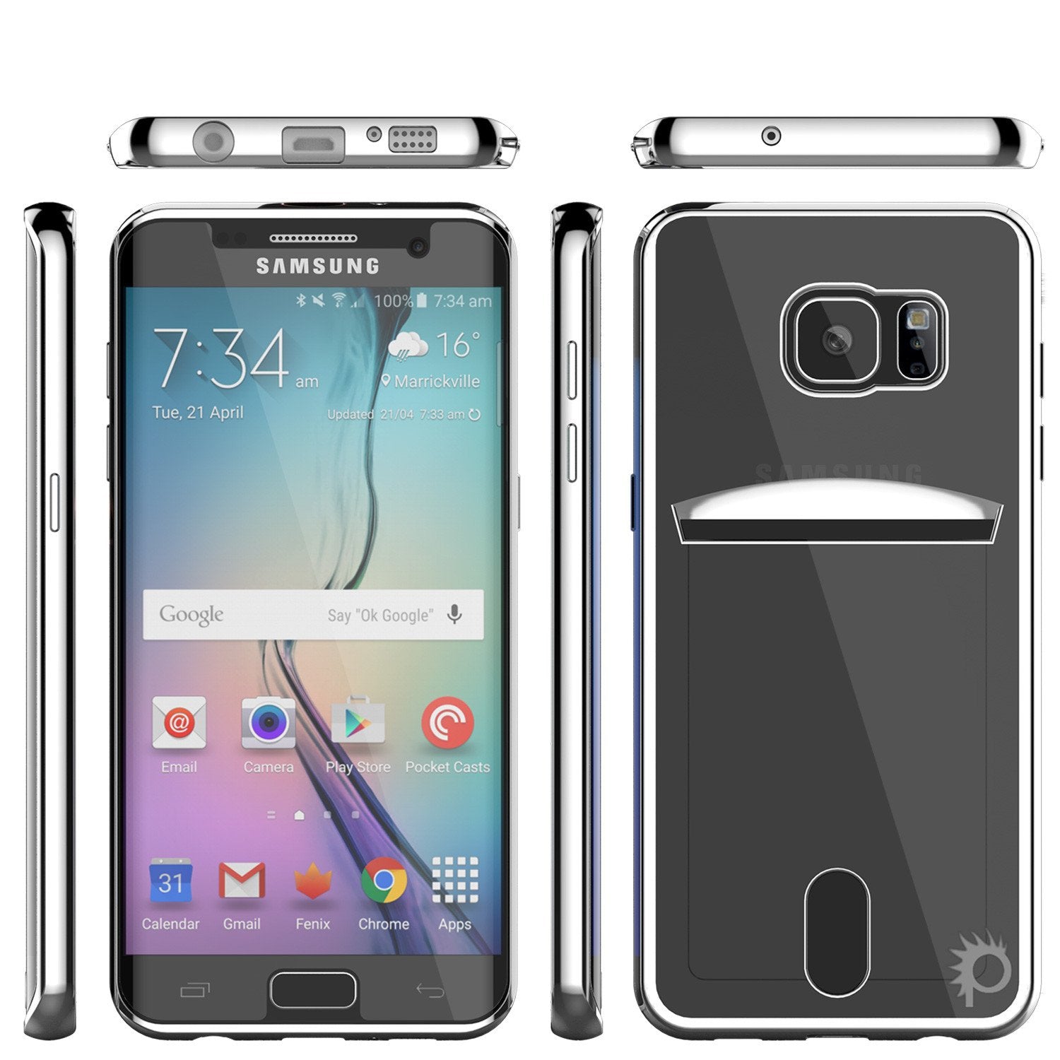 Galaxy S6 EDGE Case, PUNKCASE® LUCID Silver Series | Card Slot | SHIELD Screen Protector | Ultra fit