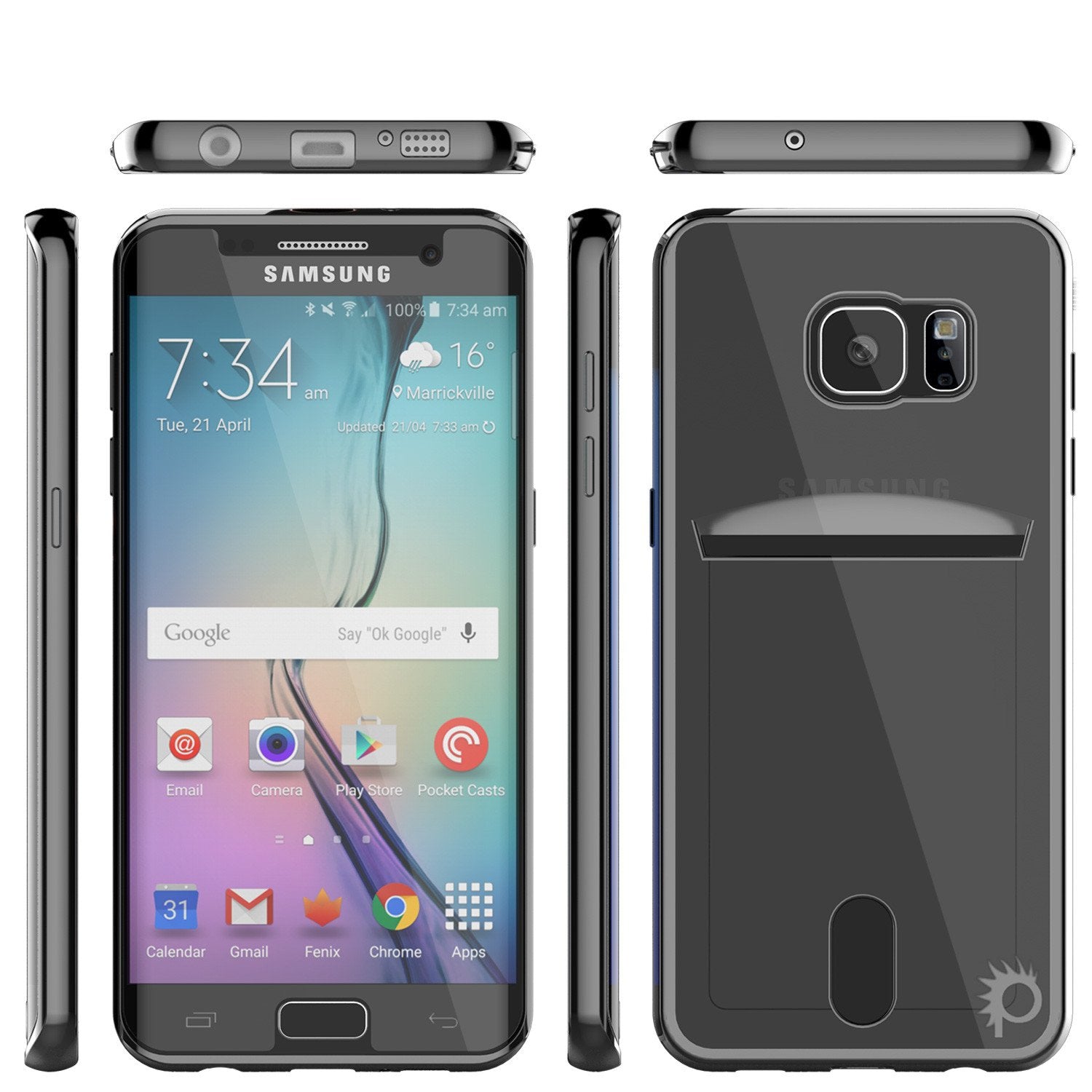 Galaxy S6 EDGE+ Plus Case, PUNKCASE® LUCID Black Series | Card Slot | SHIELD Screen Protector