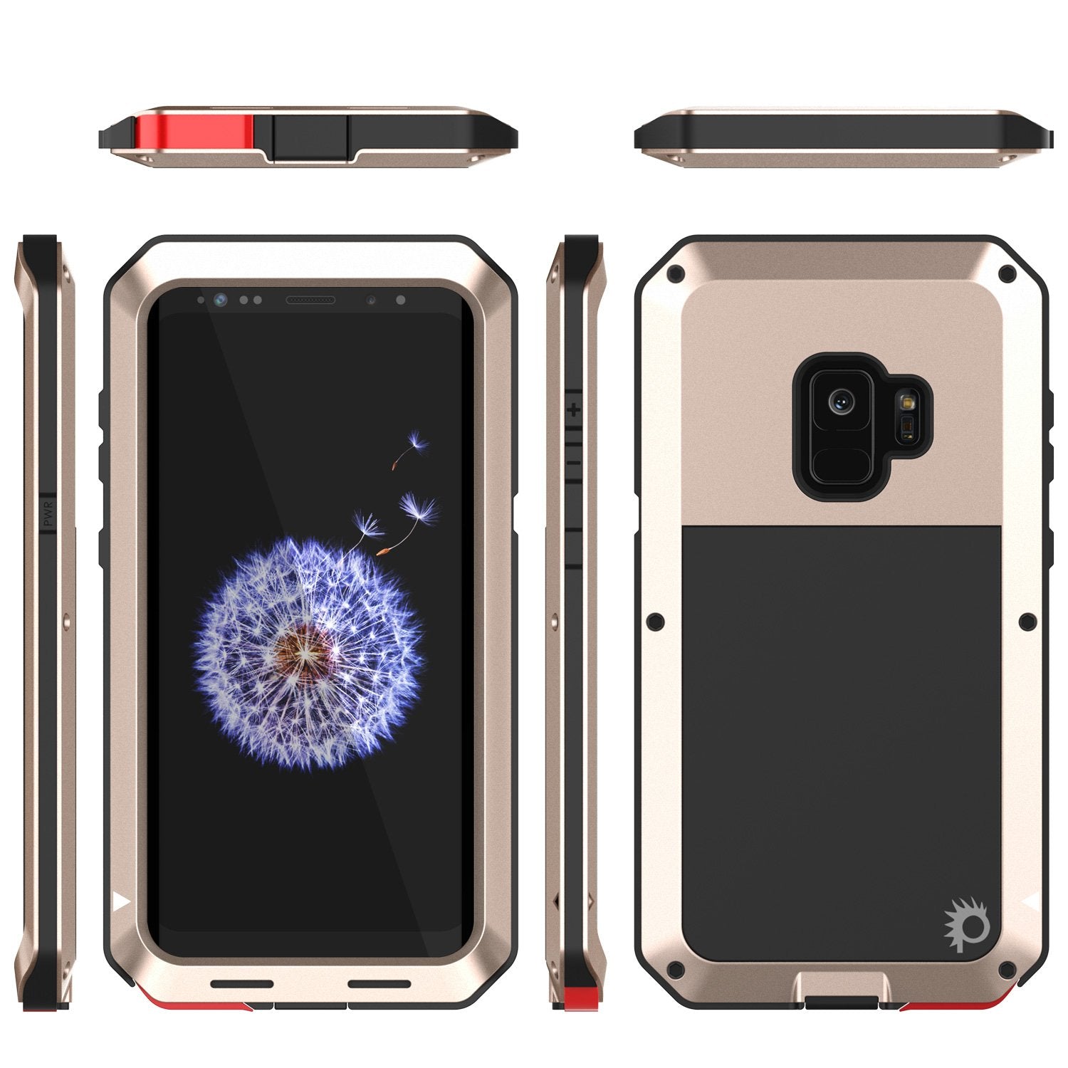 Galaxy S9 Metal Case, Heavy Duty Military Grade Rugged case [Gold]