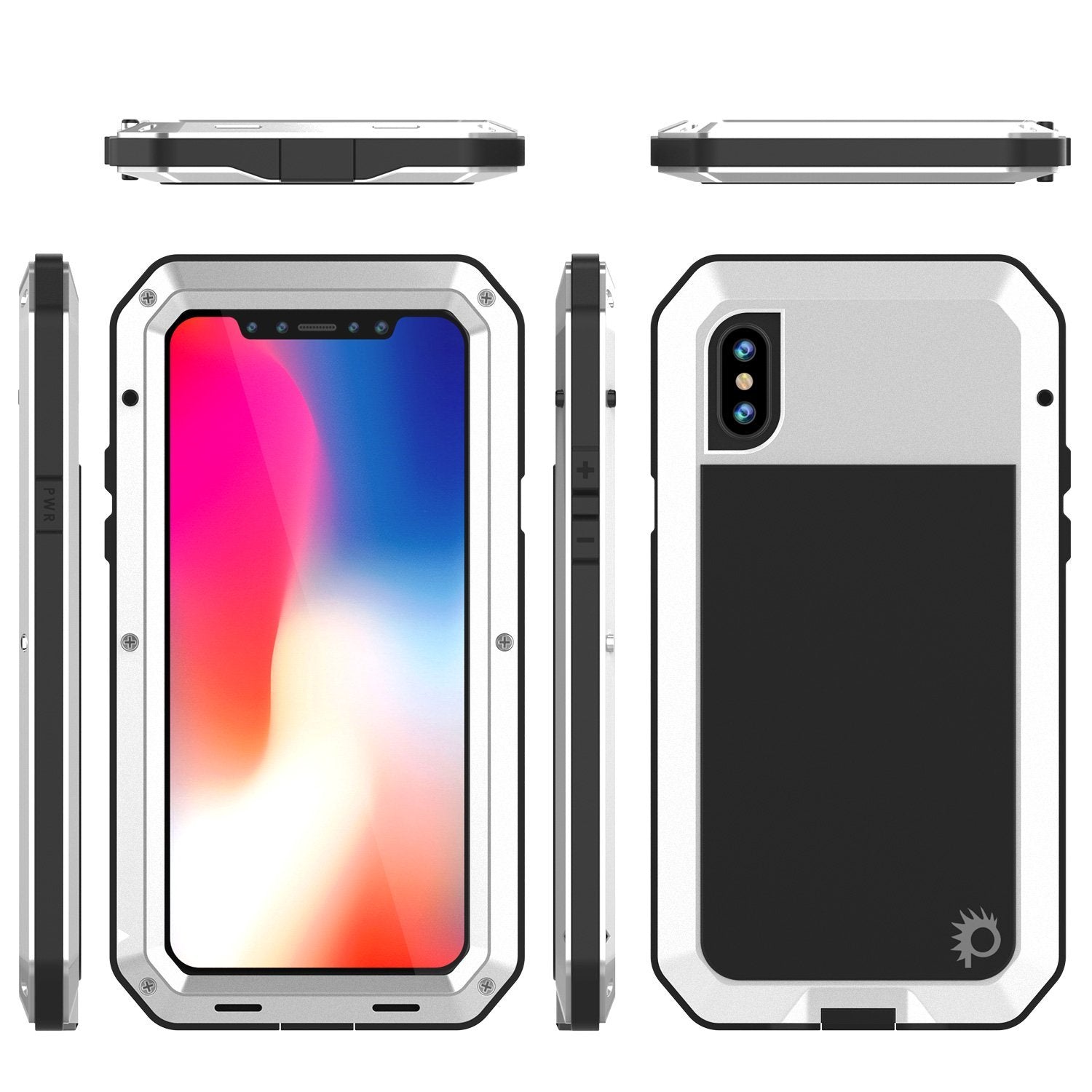 iPhone XS Max Metal Case, Heavy Duty Military Grade Armor Cover [shock proof] Full Body Hard [White]