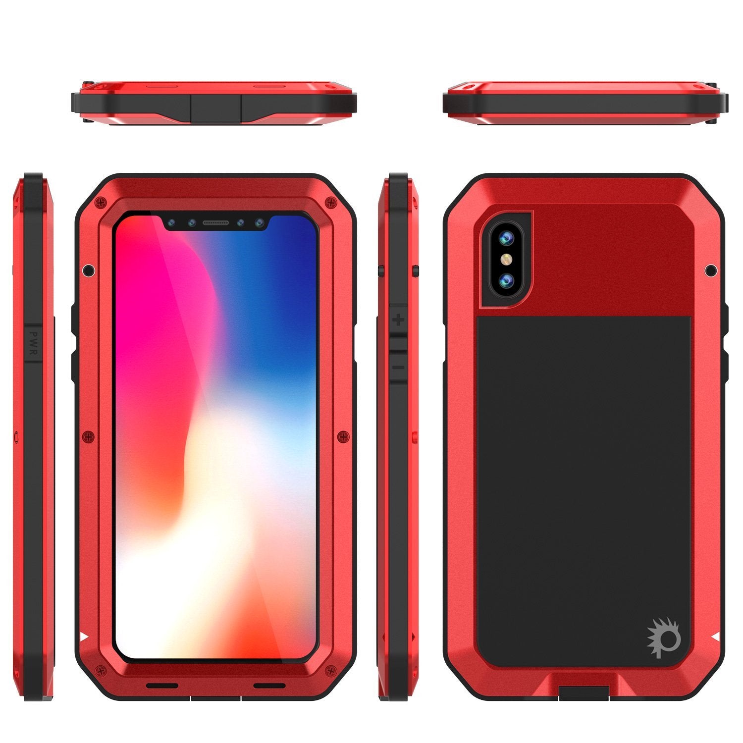 iPhone XR Metal Case, Heavy Duty Military Grade Armor Cover [shock proof] Full Body Hard [Red]