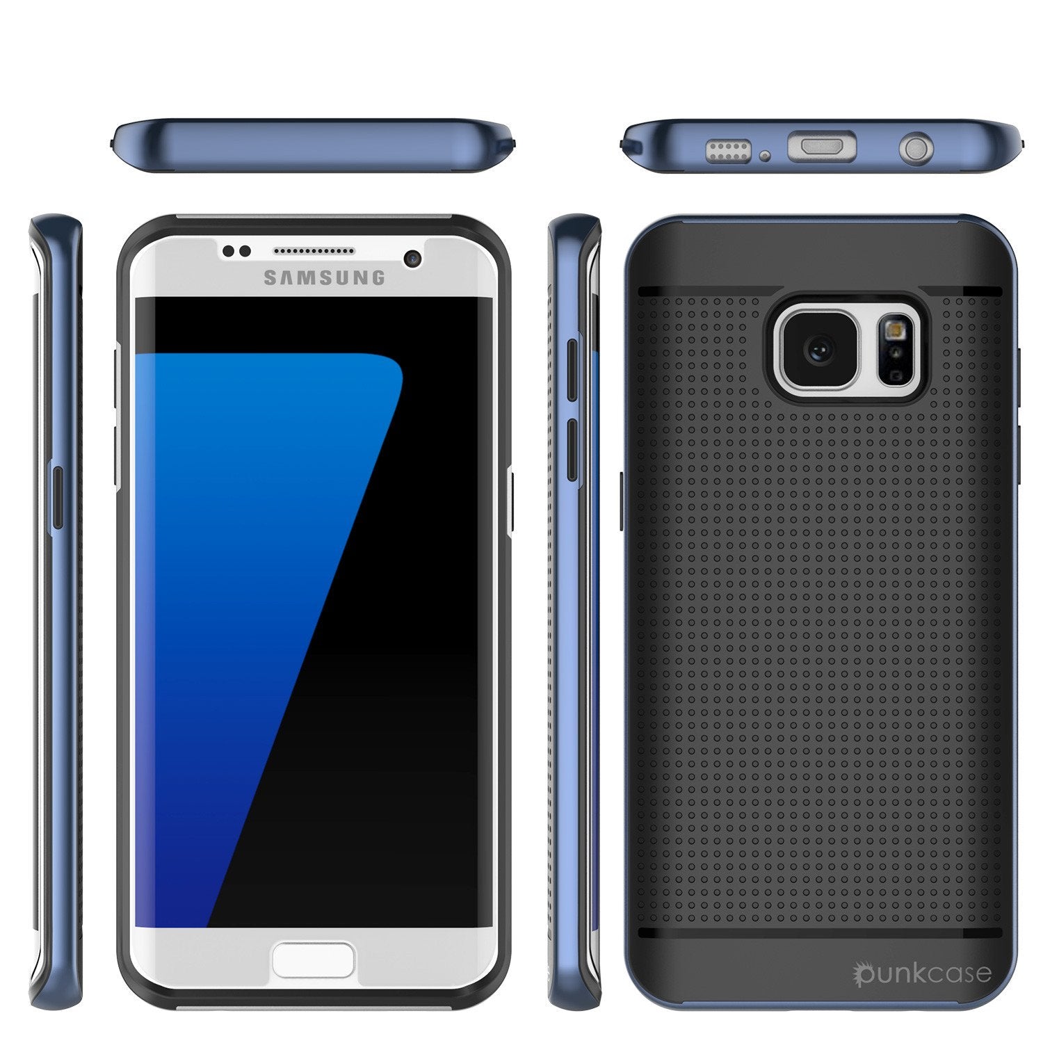 Galaxy S7 Edge Case, PunkCase STEALTH Navy Blue Series Hybrid 3-Piece Shockproof Dual Layer Cover