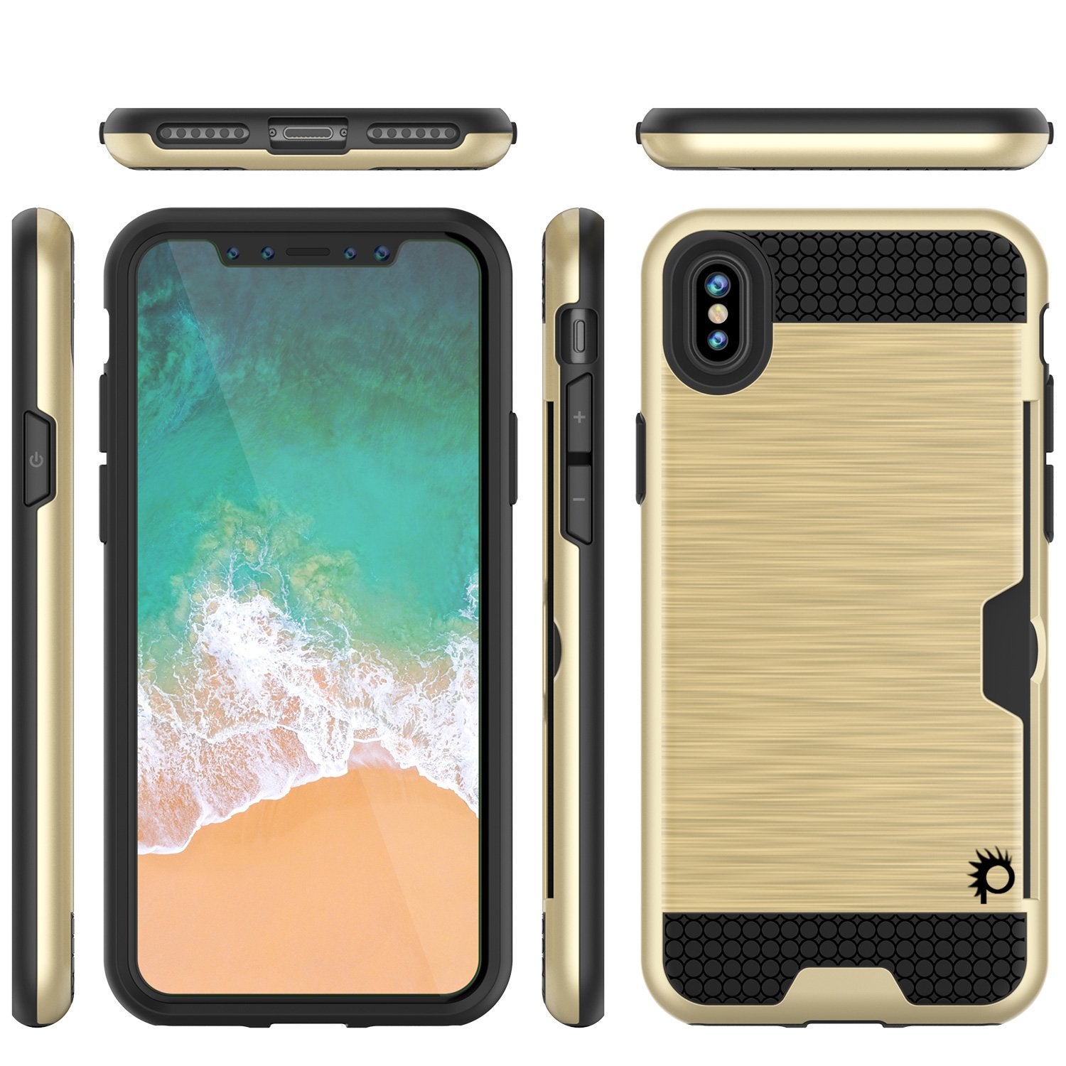 iPhone X Case, Punkcase [SLOT Series] Slim Fit Dual-Layer Cover [Gold]