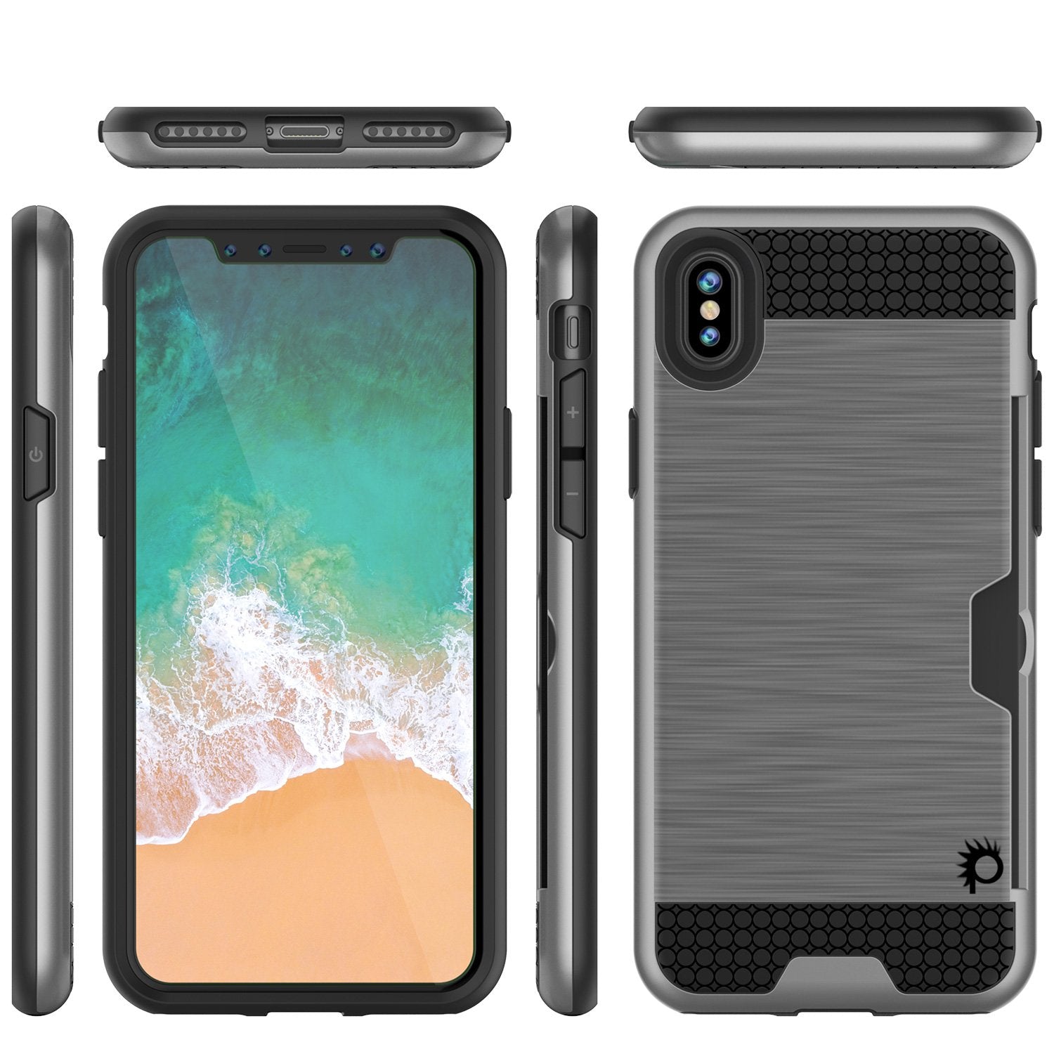 iPhone X ,Punkcase Slot Series Slim Fit Dual-Layer Cover [Silver]