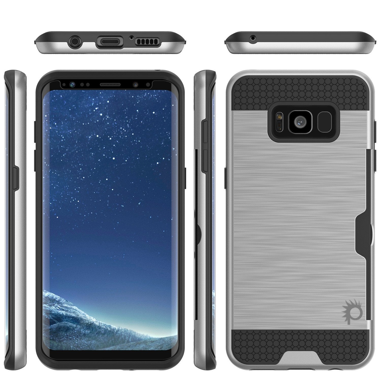 Galaxy S8 Case, PUNKcase [SLOT Series] [Slim Fit] [Silver]