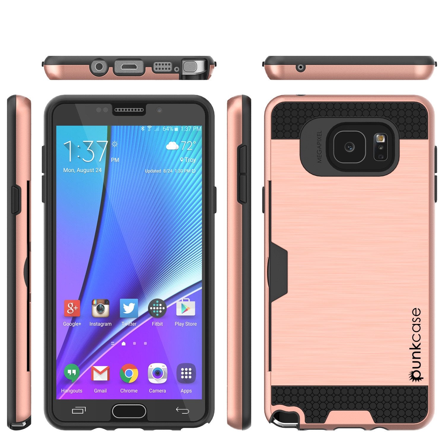 Galaxy Note 5 Case PunkCase SLOT Rose Series Slim Armor Soft Cover Case w/ Tempered Glass
