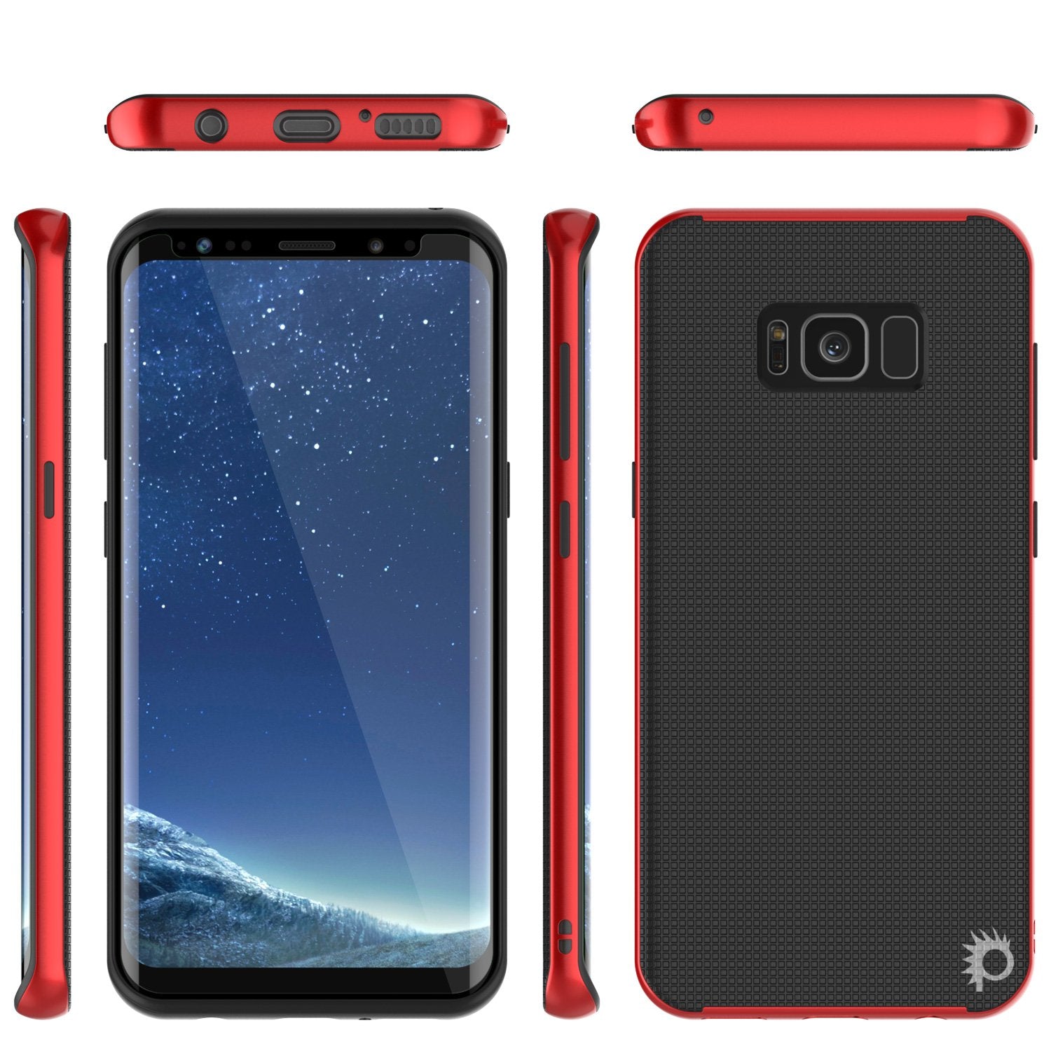 Galaxy S8 Case, PunkCase [Stealth Series] Hybrid 3-Piece Shockproof Dual Layer Cover [Red]