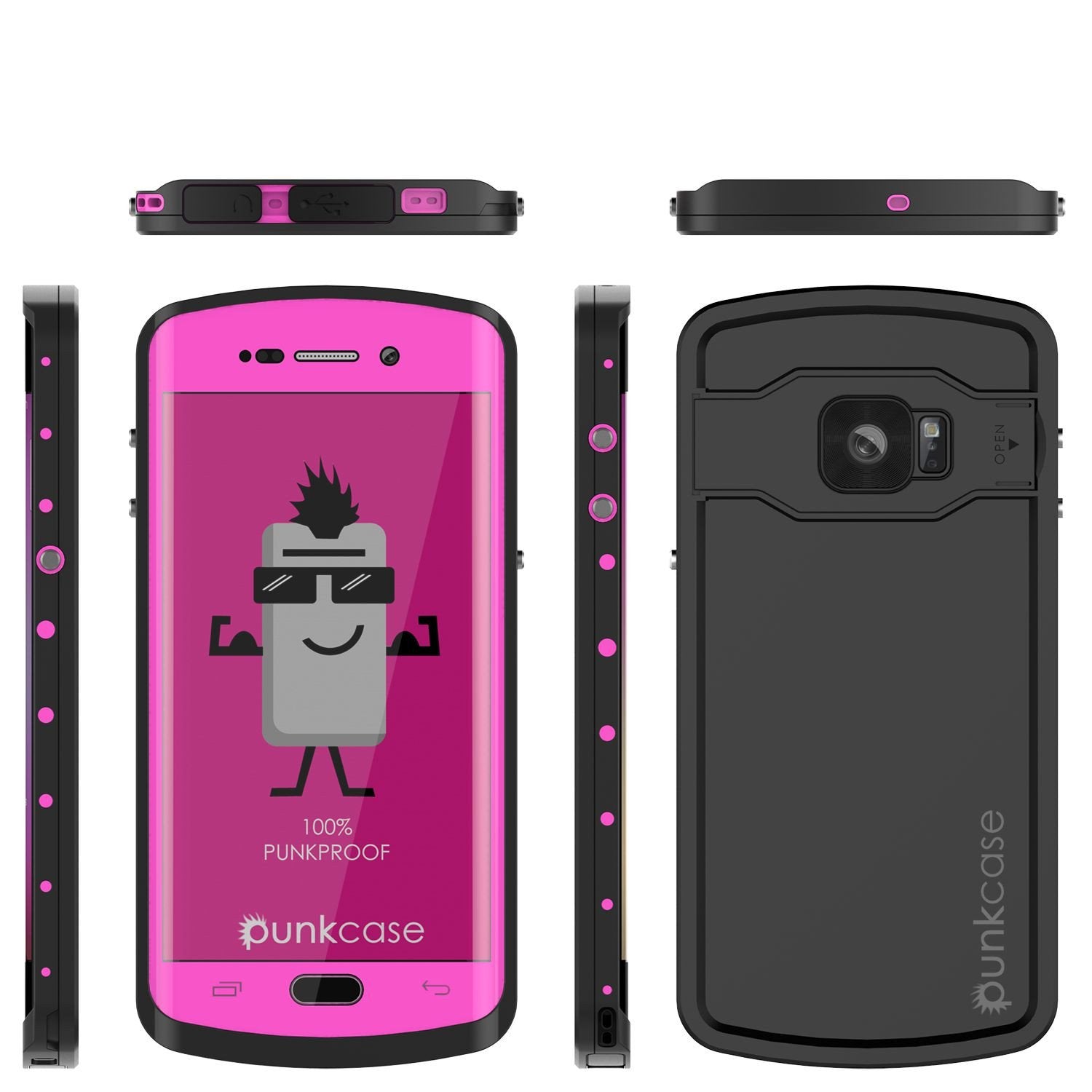 Galaxy s6 EDGE Plus Waterproof Case, Punkcase StudStar Pink Shock/DirtProof | Lifetime Warranty