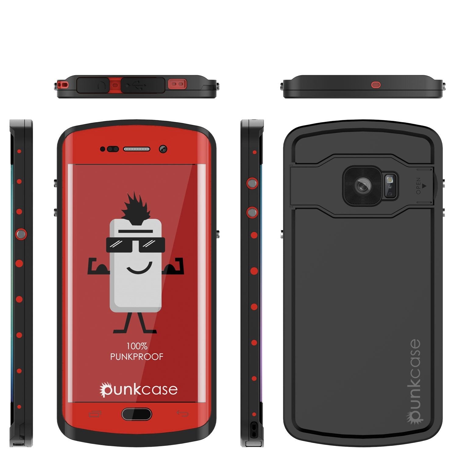 Galaxy s6 EDGE Plus Waterproof Case, Punkcase StudStar Red Water/Shock Proof | Lifetime Warranty