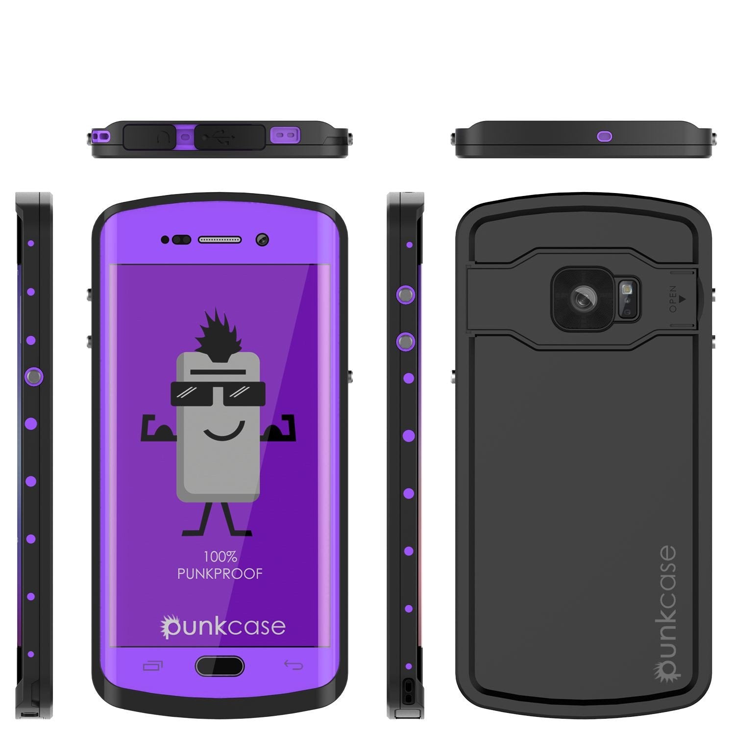 Galaxy s6 EDGE Plus Waterproof Case, Punkcase StudStar Purple Water/Shock Proof | Lifetime Warranty