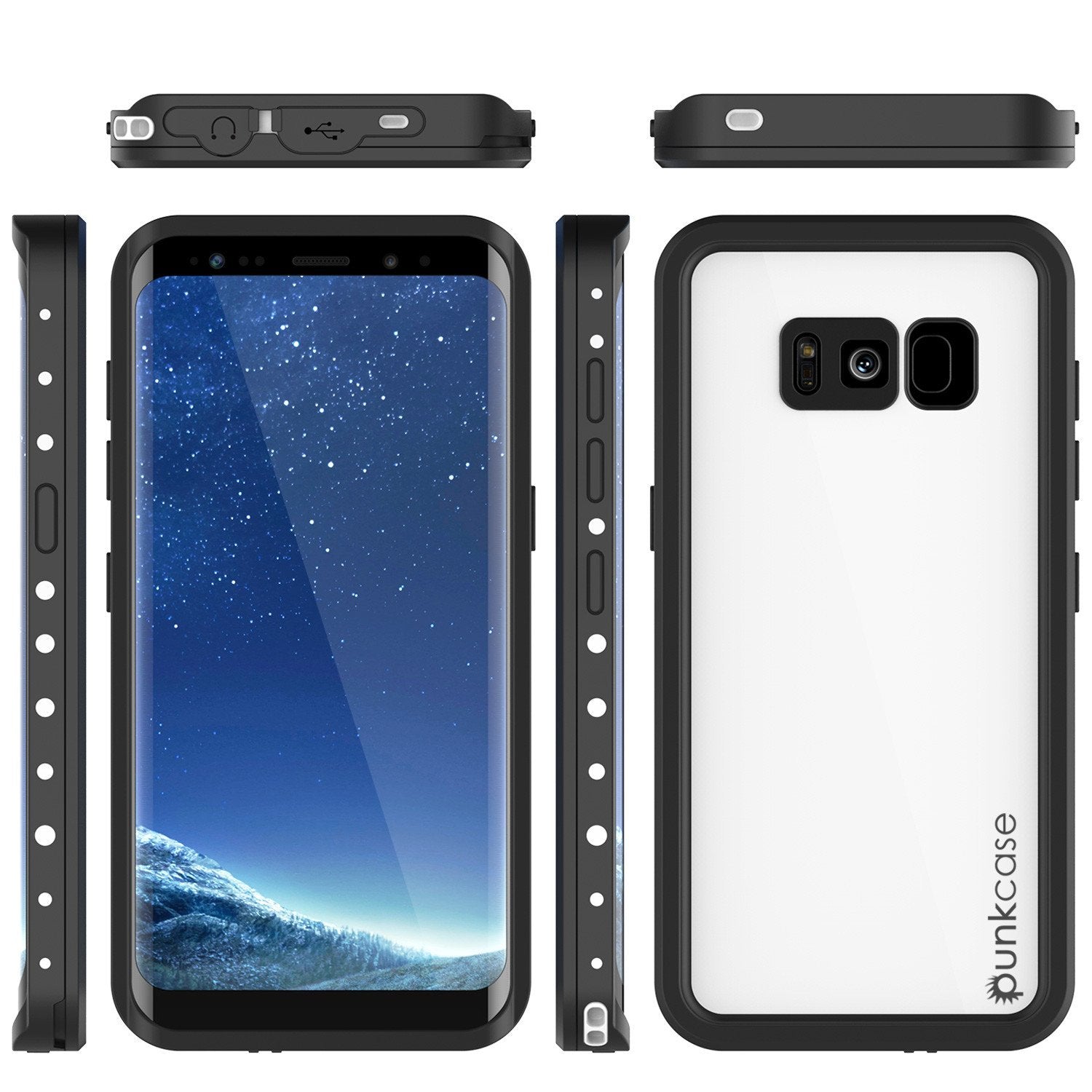 Galaxy S8 Waterproof Punkcase [StudStar Series] [Slim Fit], WHITE