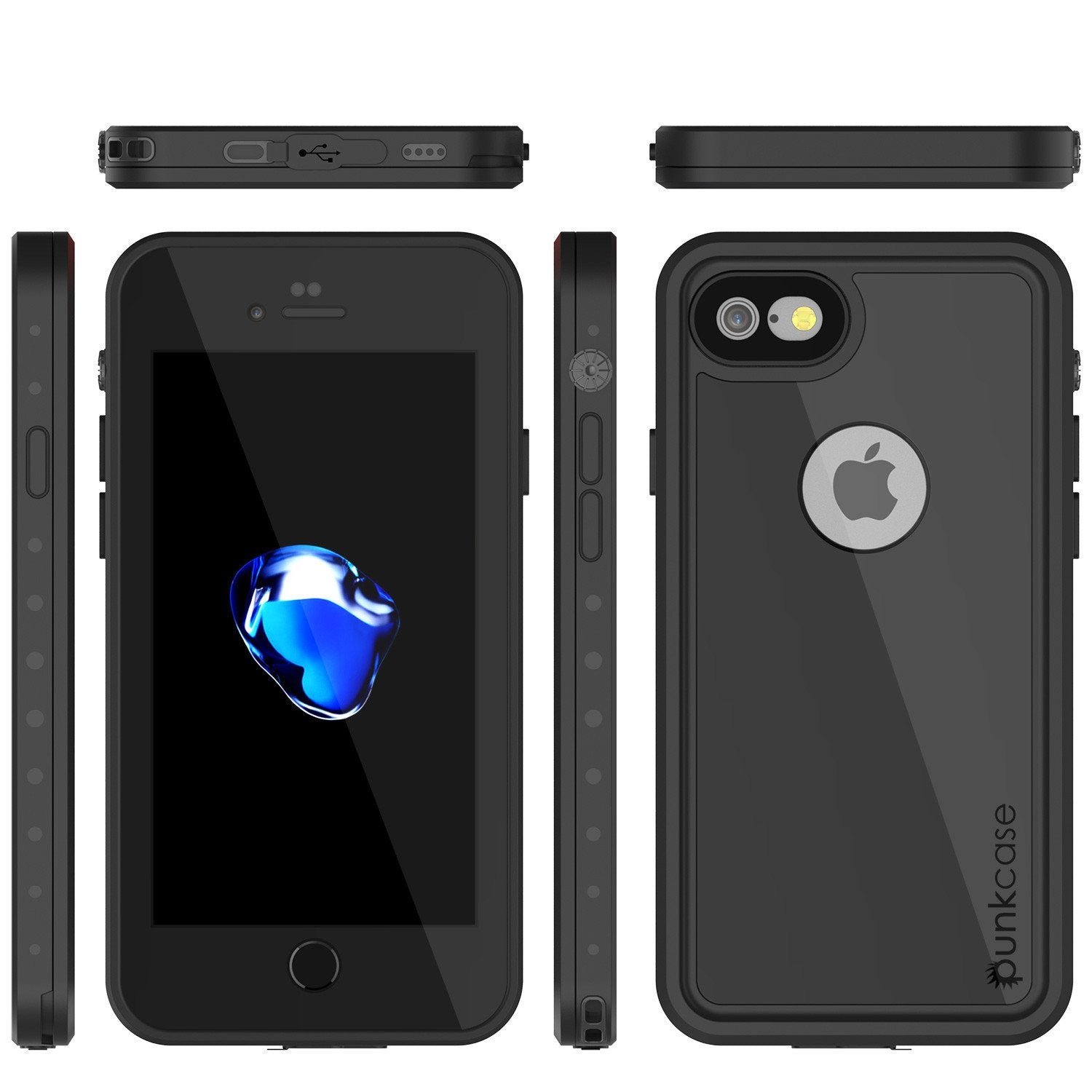 iPhone 7s Waterproof Case, Punkcase [Black] [StudStar Series] [Slim Fit] [IP68 Certified] [Shockproof] [Dirtproof] [Snowproof] Armor Cover for Apple iPhone 7 & 7s