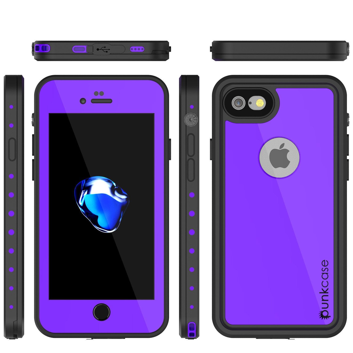 iPhone 7 Waterproof Case, Punkcase [Purple] [StudStar Series] [Slim Fit] [IP68 Certified] [Shockproof] [Dirtproof] [Snowproof] Armor Cover for Apple iPhone 7 & 7s