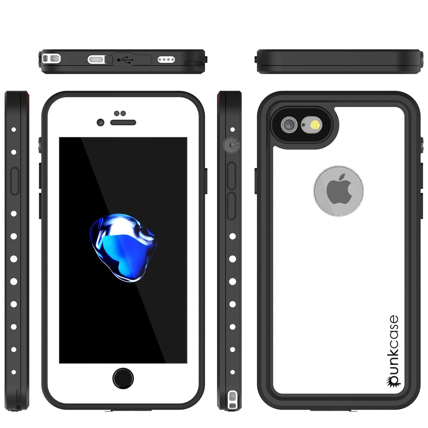 iPhone 7 Waterproof IP68 Case, Punkcase [White] [StudStar Series] [Slim Fit] [Dirtproof] [Snowproof]