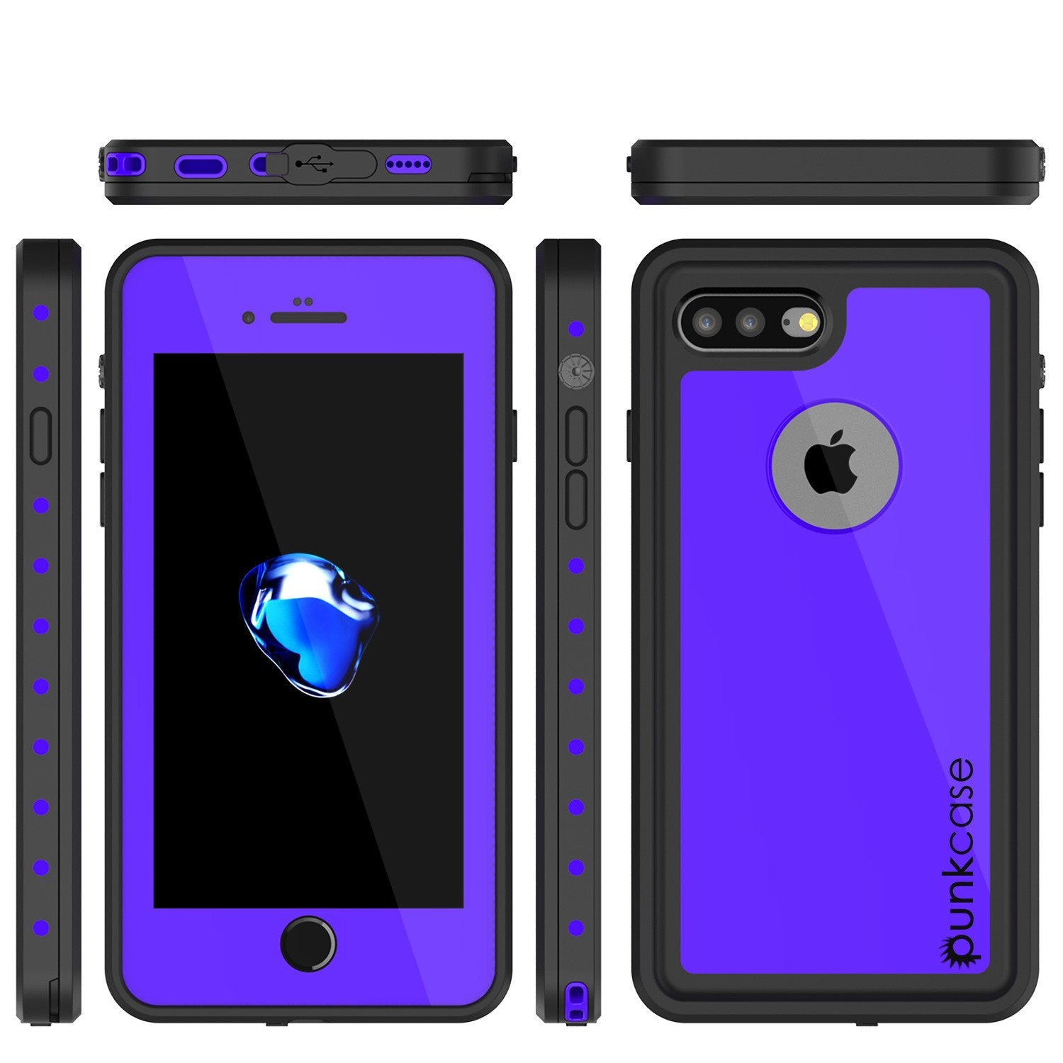 iPhone 7s Plus Waterproof Case, Punkcase [Purple] [StudStar Series] [Slim Fit] [IP68 Certified] [Shockproof] [Dirtproof] [Snowproof] Armor Cover for Apple iPhone 7 Plus & 7s +