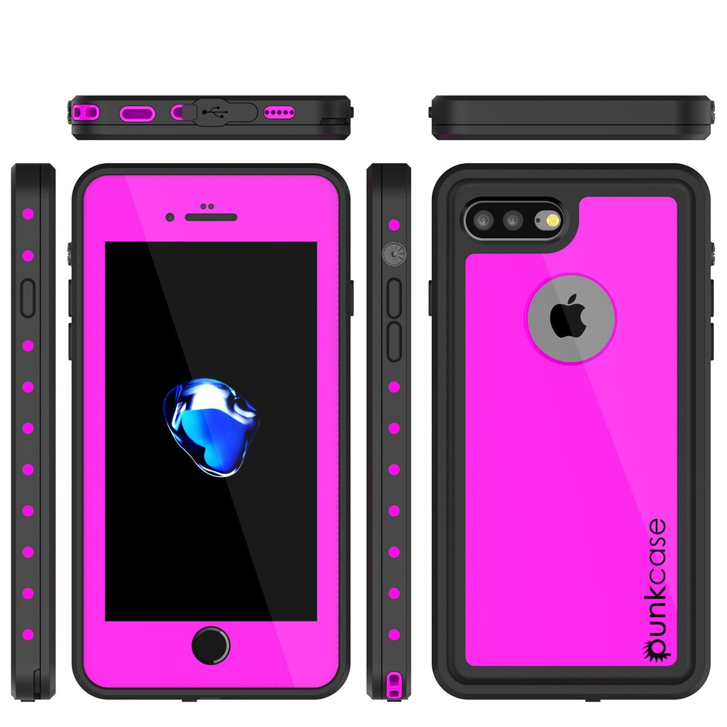 iPhone 7s Plus Waterproof Case, Punkcase [Pink] [StudStar Series] [Slim Fit] [IP68 Certified] [Shockproof] [Dirtproof] [Snowproof] Armor Cover for Apple iPhone 7 Plus & 7s +