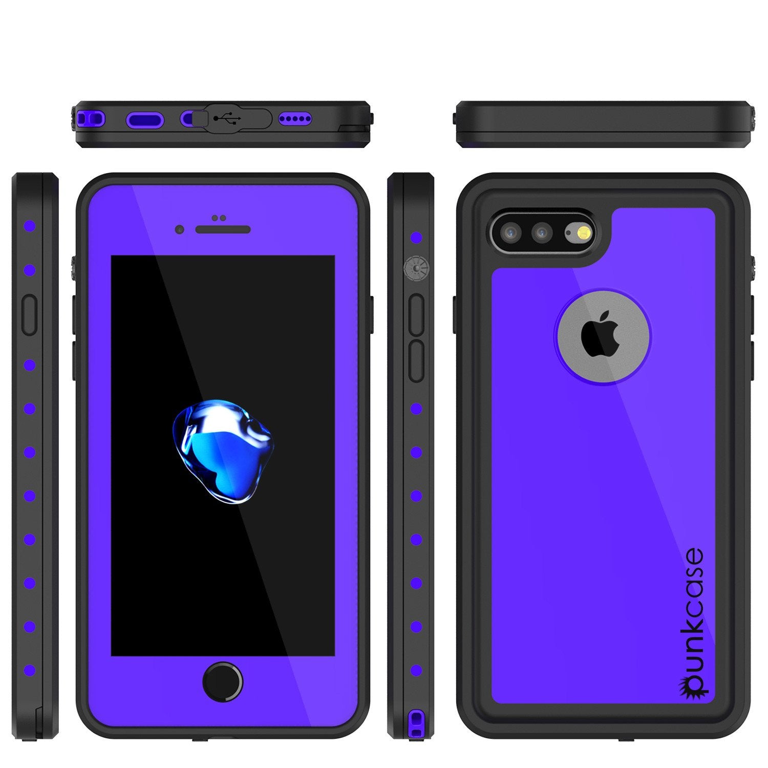 iPhone 7+ Plus Waterproof IP68 Case, Punkcase [Puple] [StudStar Series] [Slim Fit] [Dirtproof]