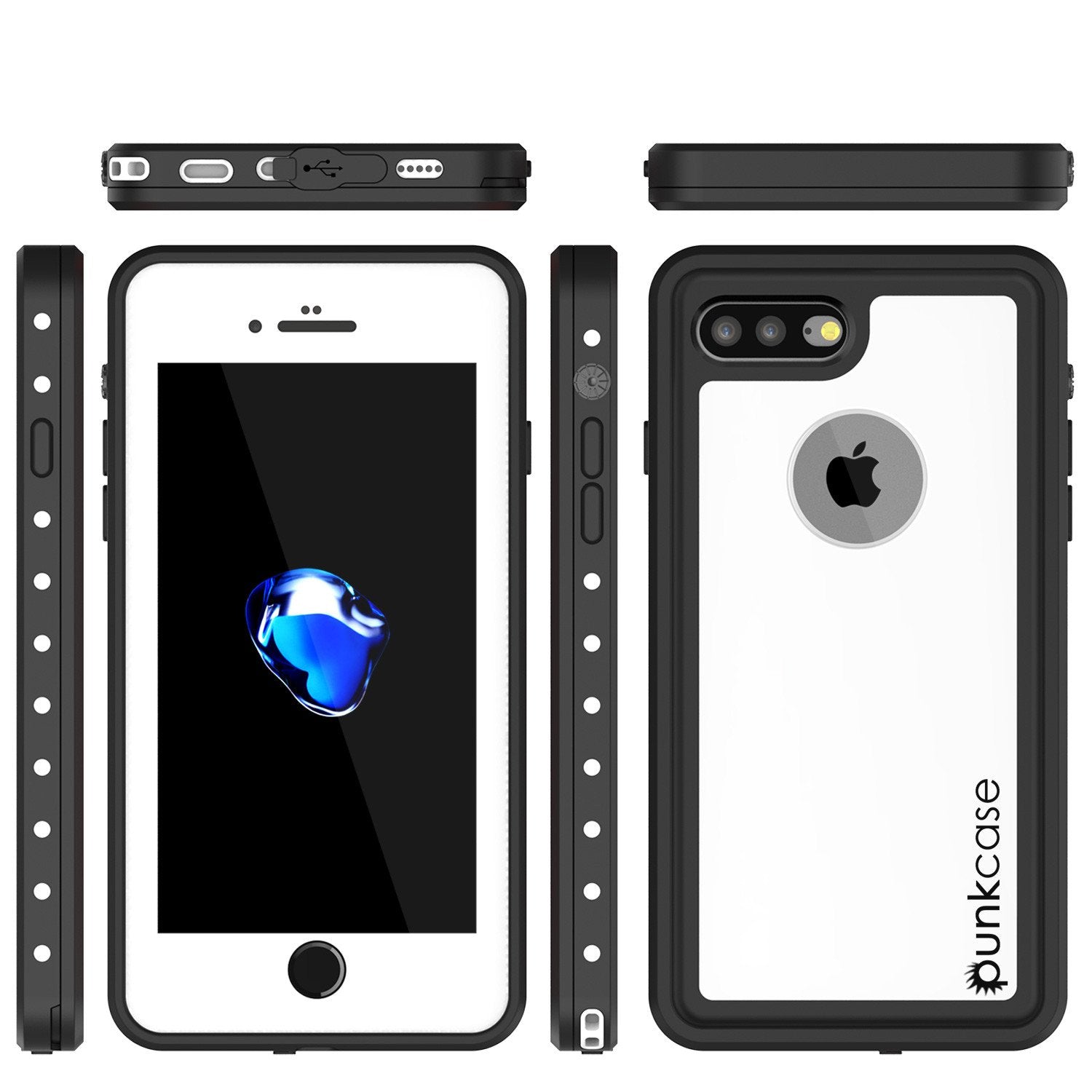 iPhone 7+ Plus Waterproof IP68 Case, Punkcase [White] [StudStar Series] [Slim Fit] [Dirtproof]