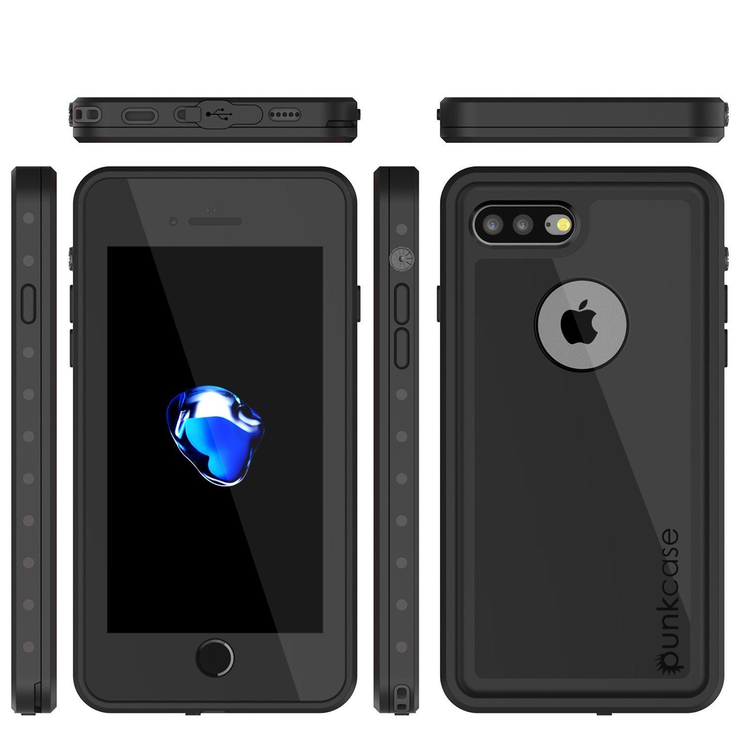 iPhone 8 Plus Waterproof IP68 Case, Punkcase [Black] [StudStar Series] [Slim Fit] [Dirtproof]