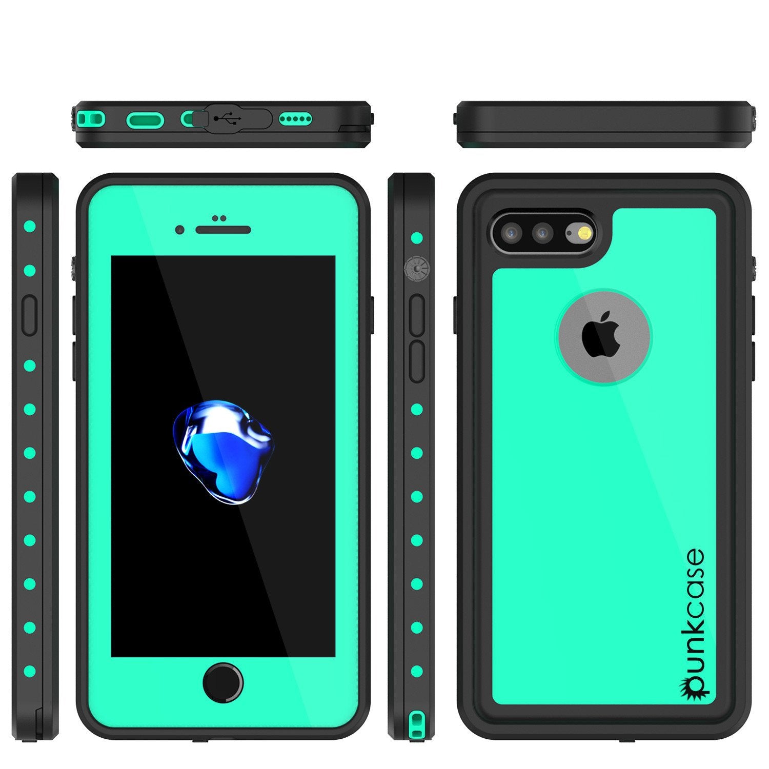 iPhone 7s Plus Waterproof Case, Punkcase [Teal] [StudStar Series] [Slim Fit] [IP68 Certified] [Shockproof] [Dirtproof] [Snowproof] Armor Cover for Apple iPhone 7 Plus & 7s +