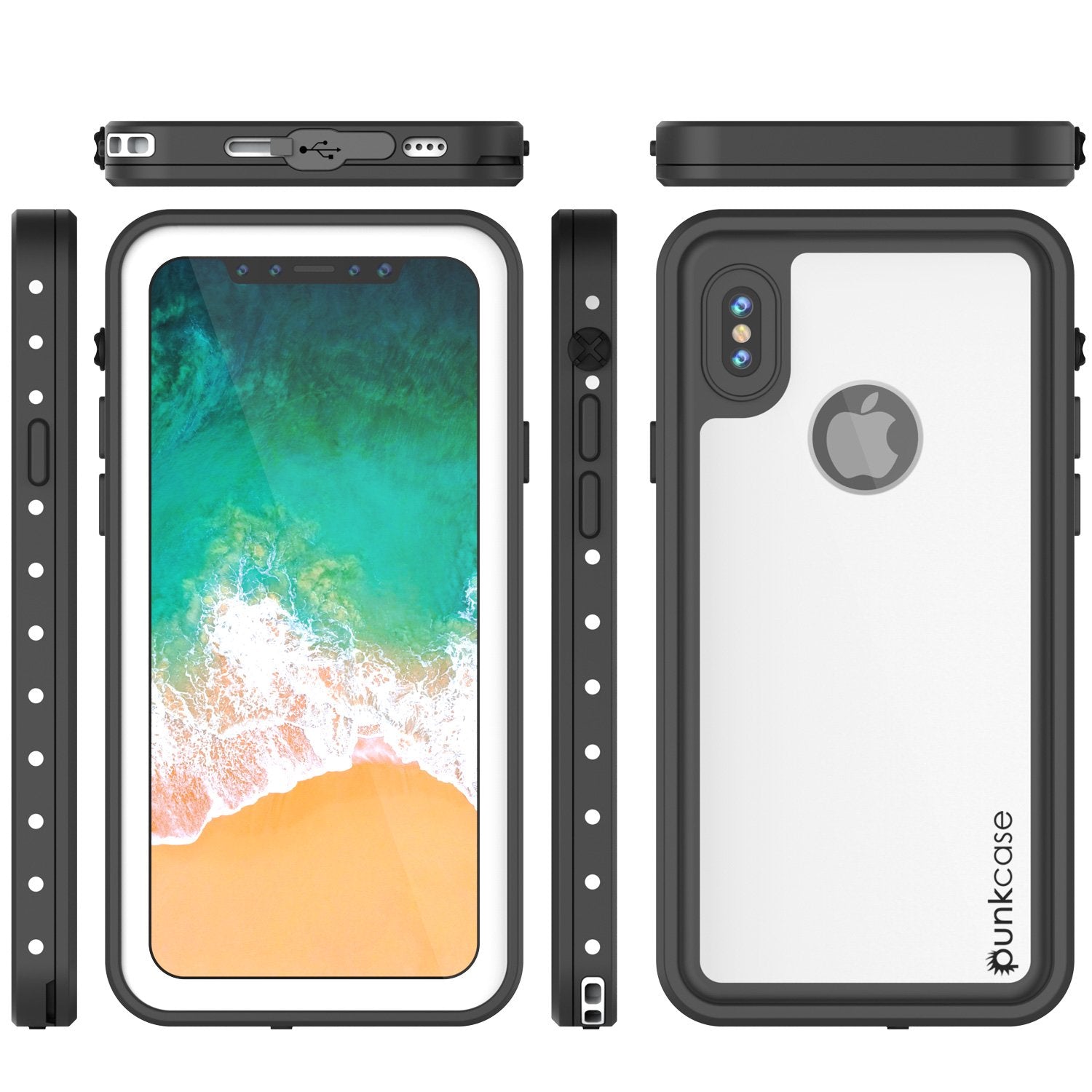 iiPhone X Plus Waterproof Case, Punkcase StudStar Series Cover [White]