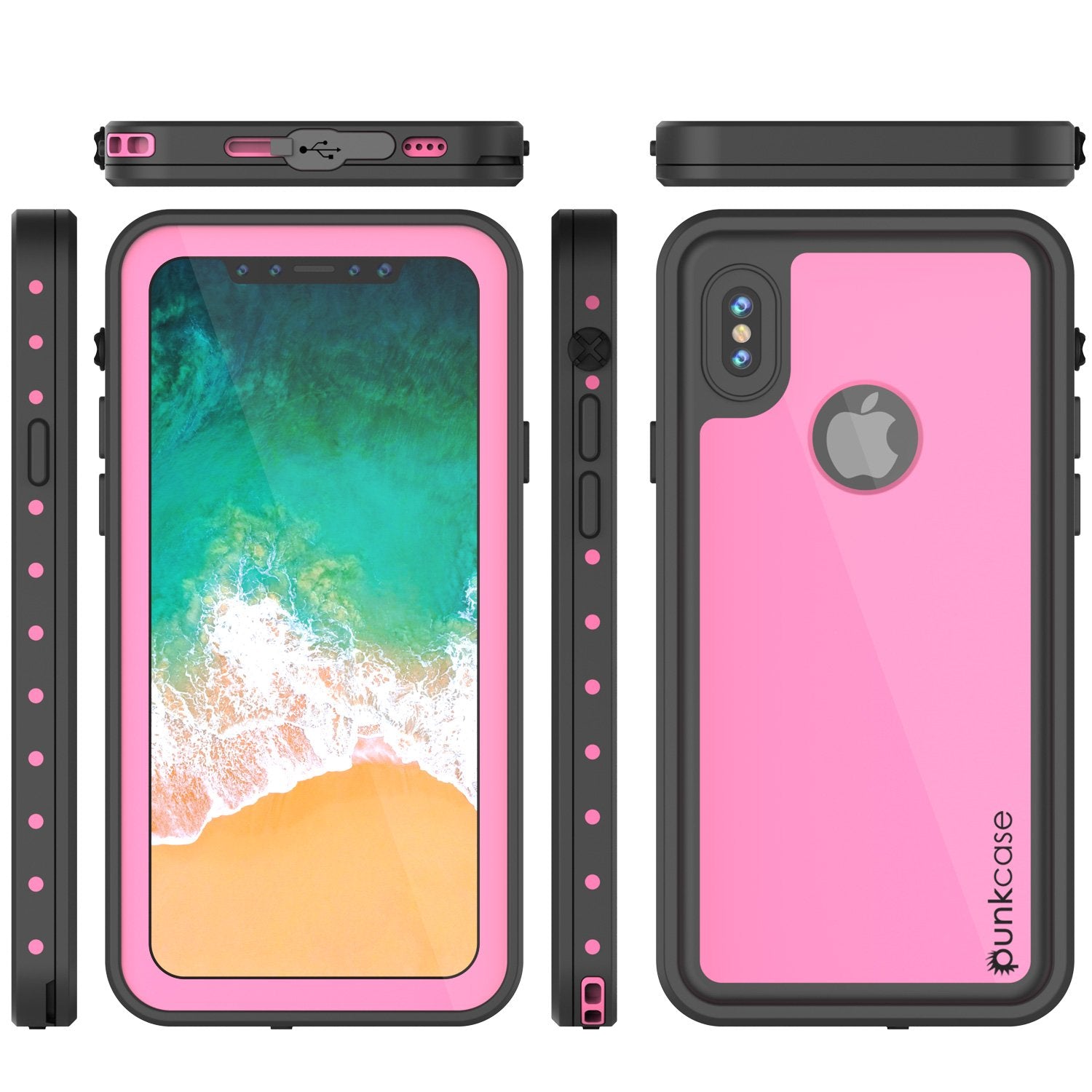 iPhone X Plus Waterproof Case, Punkcase StudStar Series Cover [Pink]