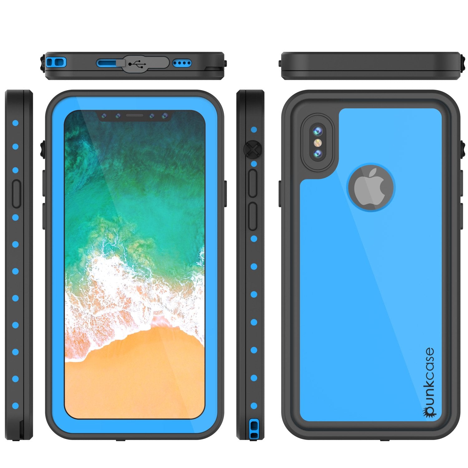 iPhone X Plus Waterproof Punkcase StudStar Series Cover [Light Blue]