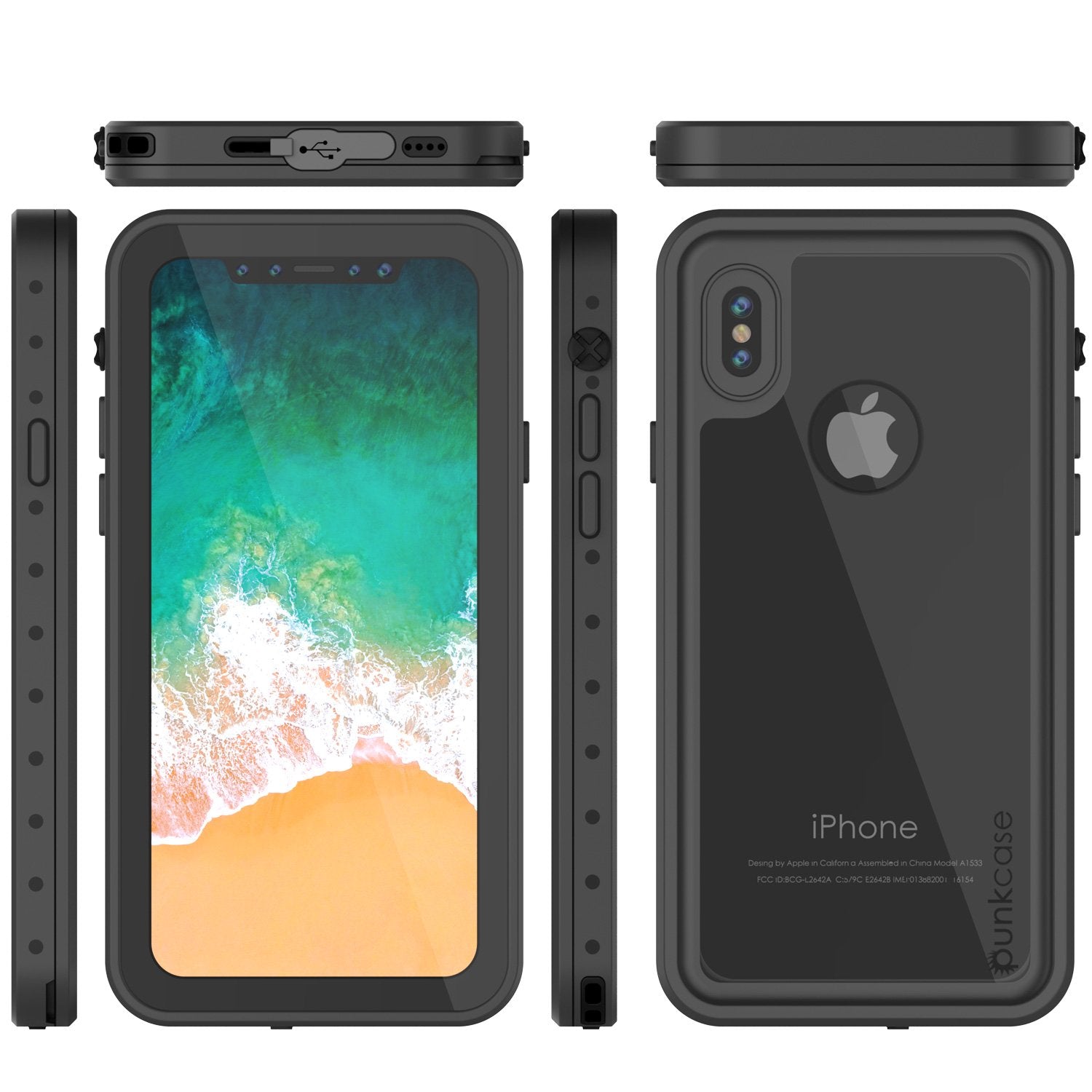 iPhone X Plus Waterproof Case, Punkcase StudStar Series Cover, Clear