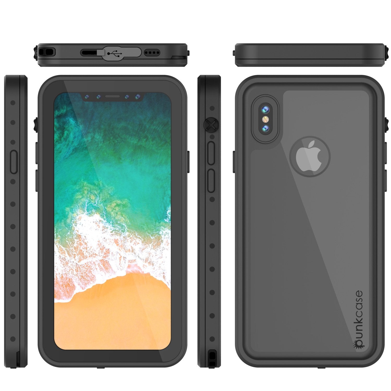 iPhone X Plus Waterproof Case, Punkcase StudStar Series Cover [Black]