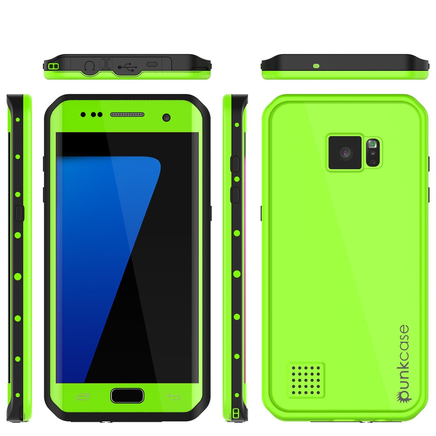 Galaxy S7 EDGE Waterproof Case PunkCase StudStar Light Green Thin 6.6ft Underwater IP68 ShockProof