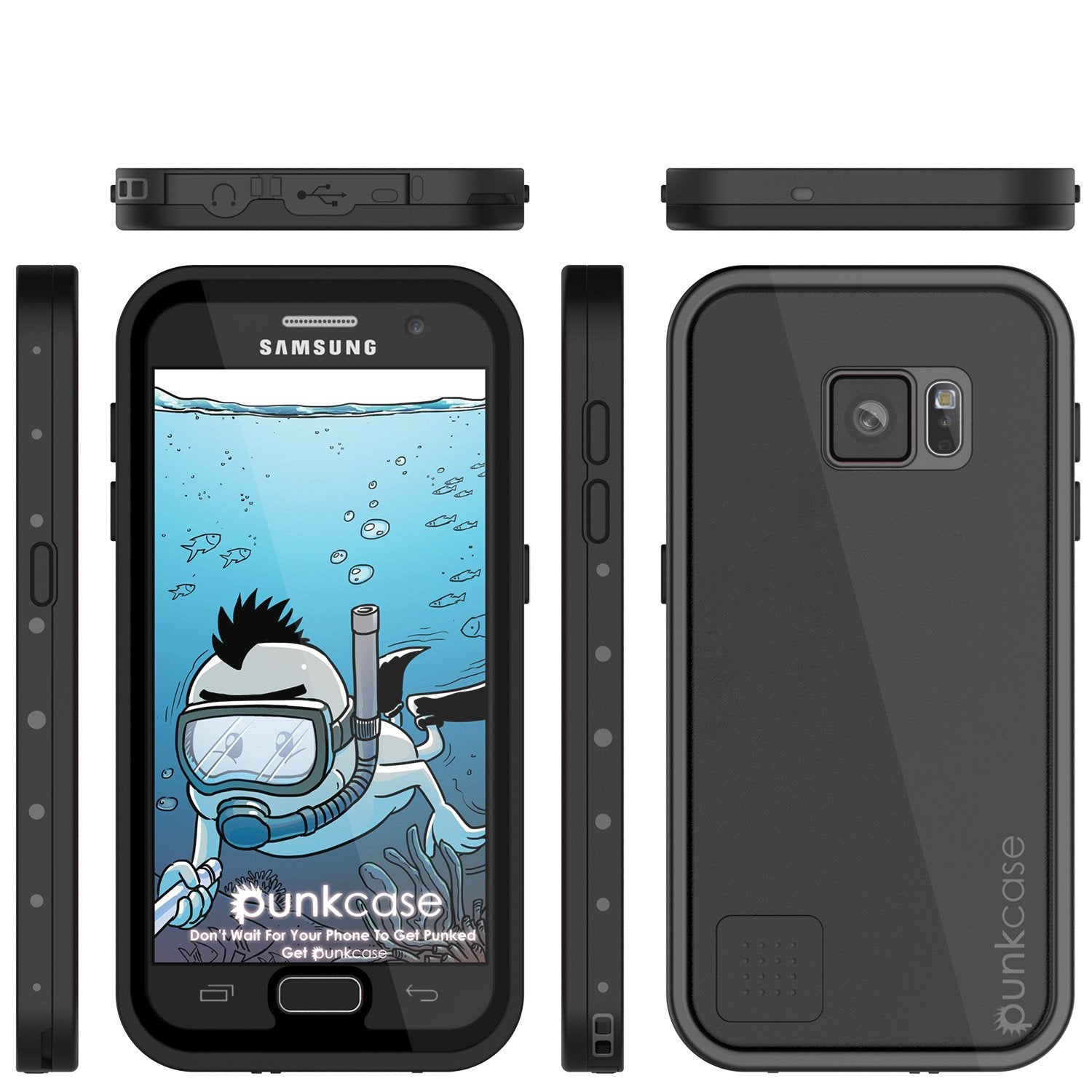 Galaxy S7 Waterproof Case PunkCase StudStar Black Thin 6.6ft Underwater IP68 Shock/Dirt/Snow Proof