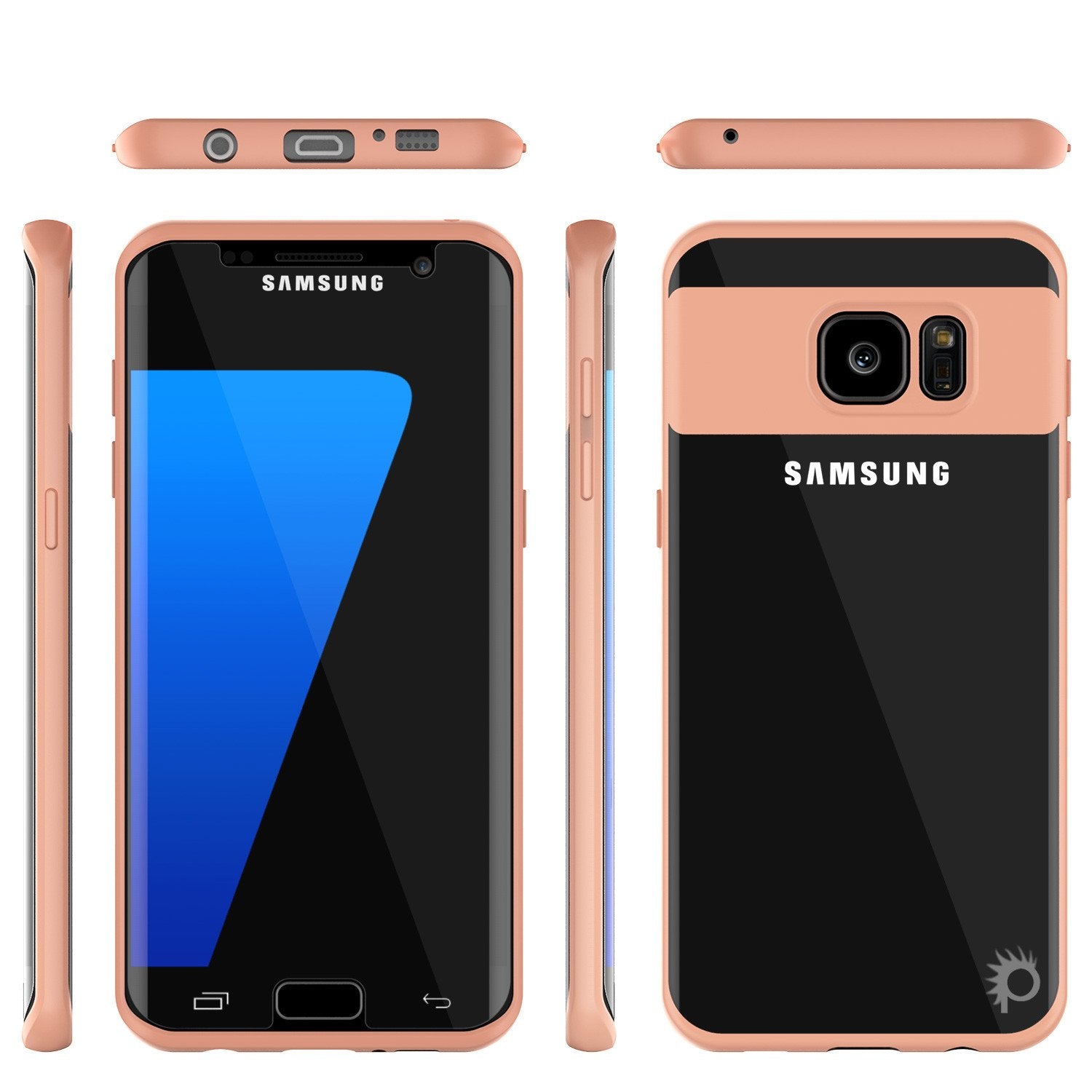 Galaxy S7 Edge Case [MASK Series] [PINK] Full Body Hybrid Dual Layer TPU Cover W/ Protective PUNKSHIELD Screen Protector